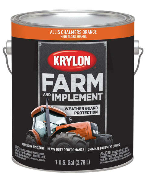 Krylon Brush On-Paint Farm & Implement, High Gloss, Allis Chalmers Orange, 1 Gallon
