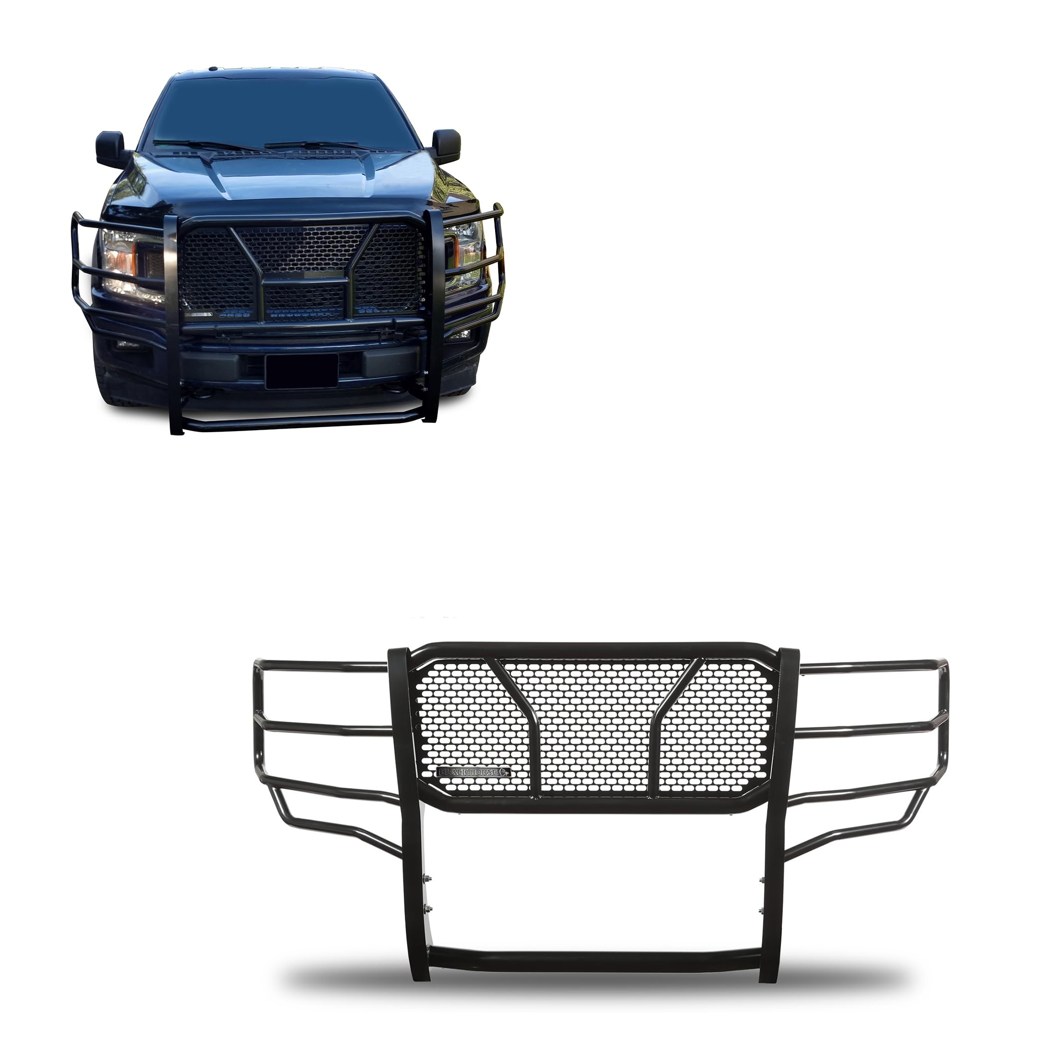 Heavy Duty Black Horse Rugged Grille Brush Bumper Guard Modular Black Compatible with 2015-2020 Ford F-150-RU-FOF115-B
