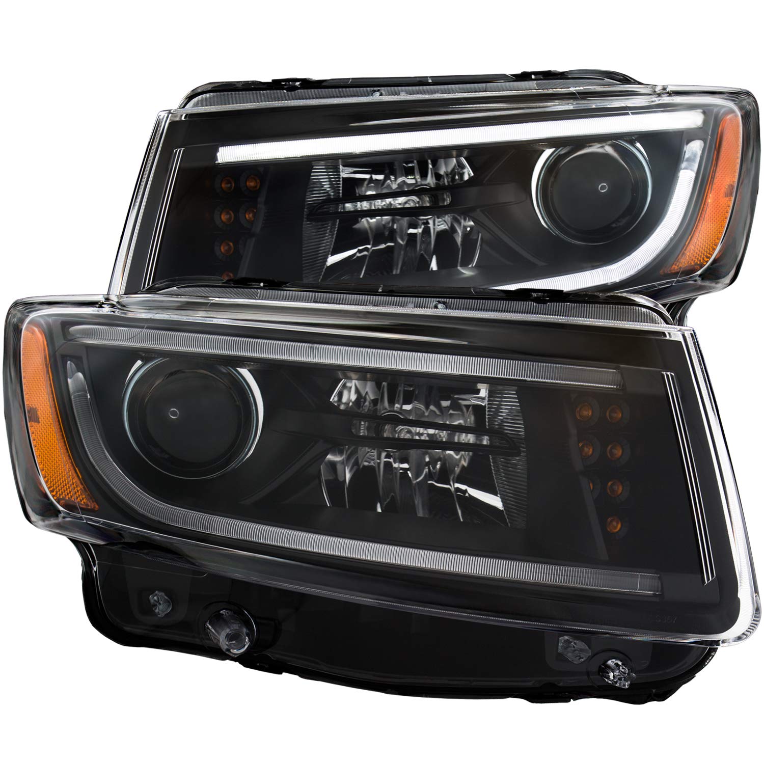 JEEP GRAND CHEROKEE ANZO USA 14-15 PROJECTOR HEADLIGHTS PLANK STYLE BLACK CLEAR