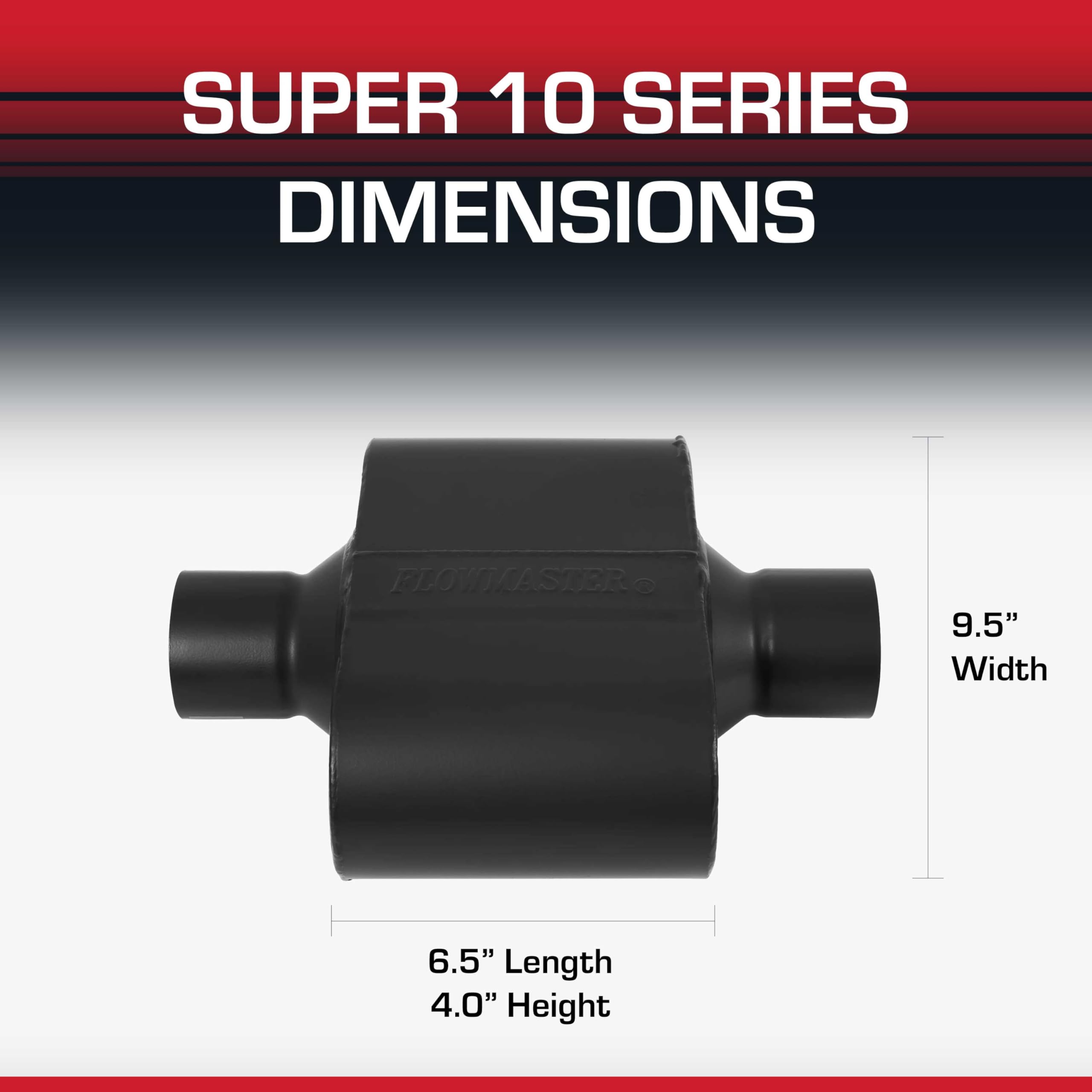 Flowmaster Super 10 Muffler Series – 2.50” Center In / 2.50” Center Out – Race-Inspired Sound – 409 Stainless Steel – Ideal for Muscle Cars, LS Swaps, Drag Cars & Off-Road Builds (842515)