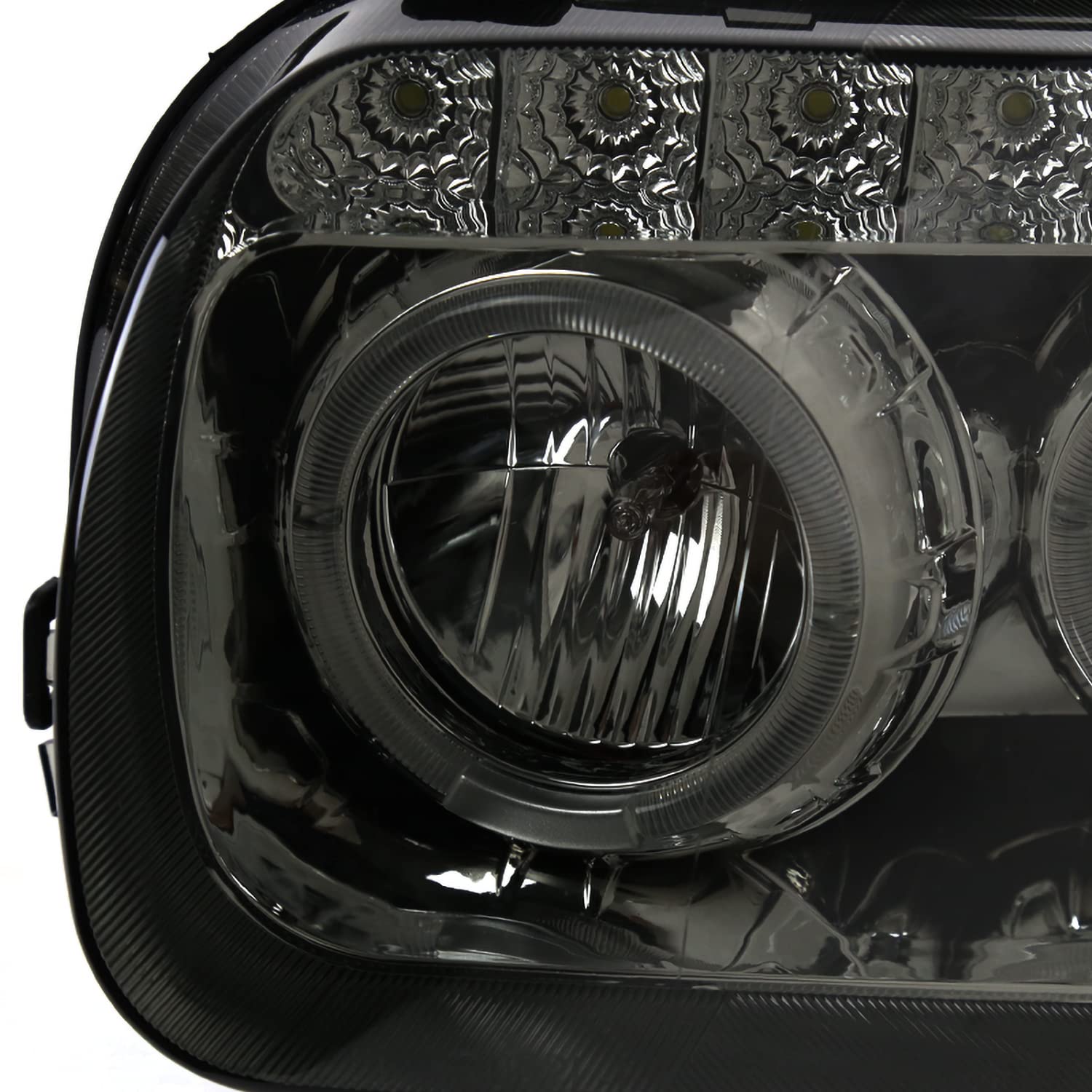 Dual Halo SMD LED DRL Projector Headlights SPEC-D TUNING Compatible with 2005-2007 Ford Escape, Left + Right Pair Headlamps Assembly