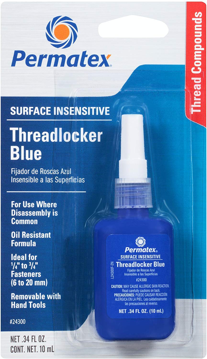 Threadlocker Blue Permatex 24300 Surface Insensitive, Thread Lock & Screw Glue for Bolts Nuts & Fasteners to Prevent Loosening & Corrosion, Removable with Hand Tools 10 ml