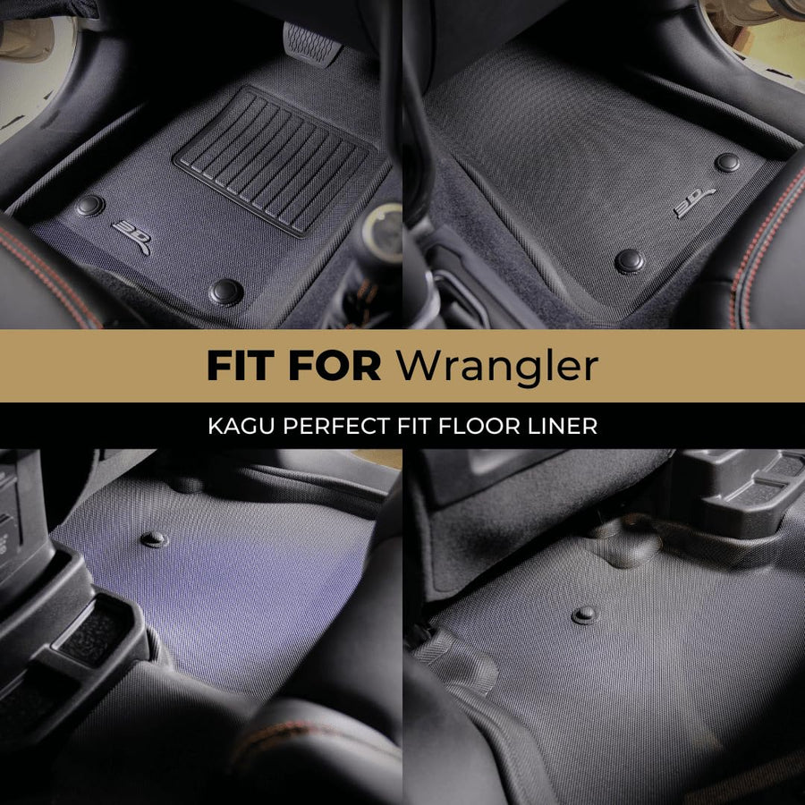 Kagu 3D MAXpider Custom Fit Floor Mat (Black) Compatible with Jeep Wrangler Unlimited 4XE (JL) 2021-2026 - Full Set