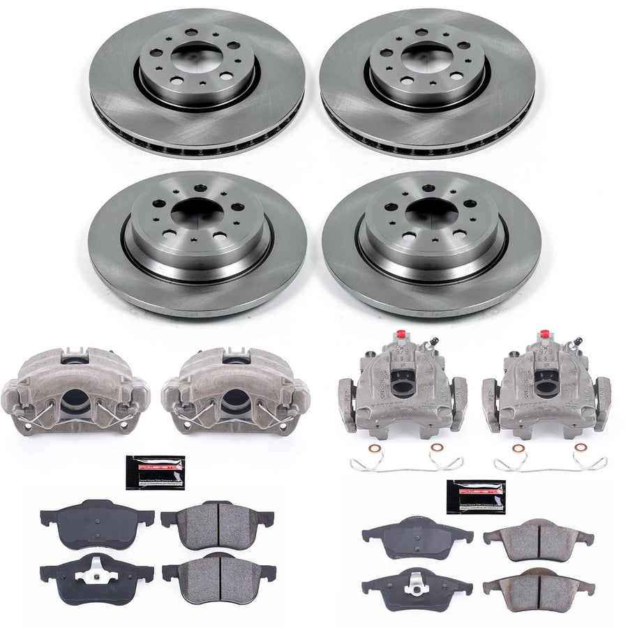 Power Stop Autospecialty KCOE4430A Replacement Front and Rear Caliper Kit-Rotors, Ceramic Brake Pads, Calipers For Volvo S60, Volvo S80, Volvo V70, Volvo XC70 [Model Specific]