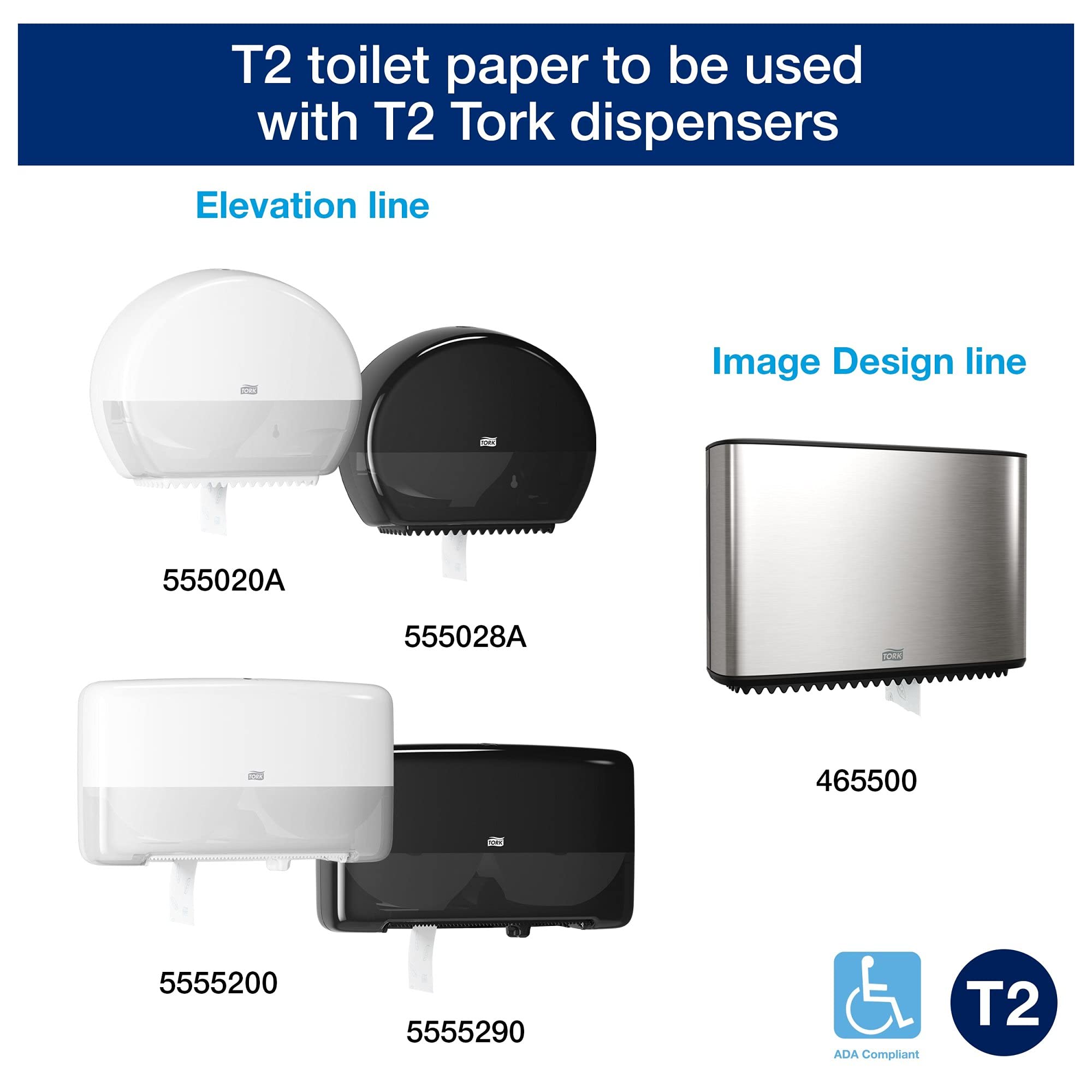 Tork Toilet Paper Roll Mini Jumbo White T2, Advanced, 1-Ply, 12 x 1200', 12013903