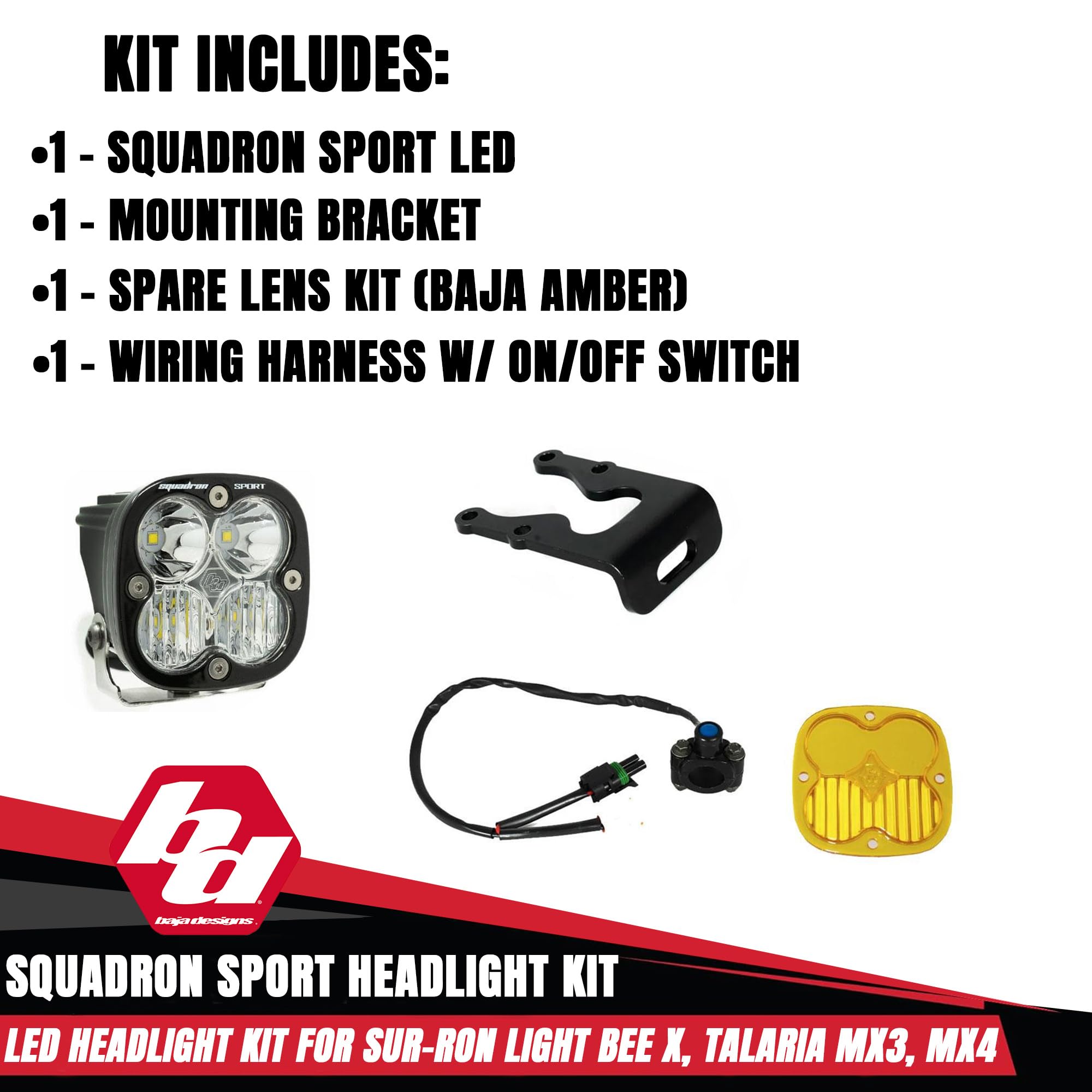 Squadron Sport Baja Designs Headlight Kit for Sur-Ron Light Bee X and Talaria MX3/MX4 (Driving Combo; Clear)