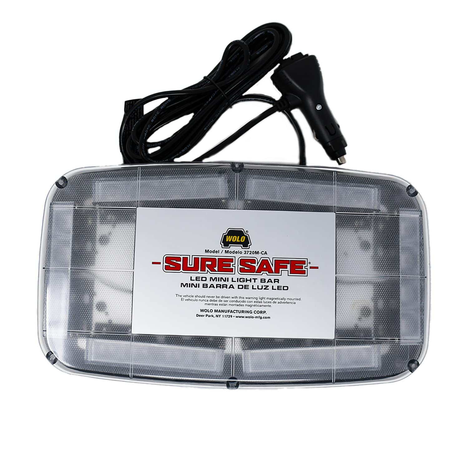 Wolo Sure Safe 3720M-CA Clear Lens LED 12 Volt Mini Light Bar, Magnet Mount