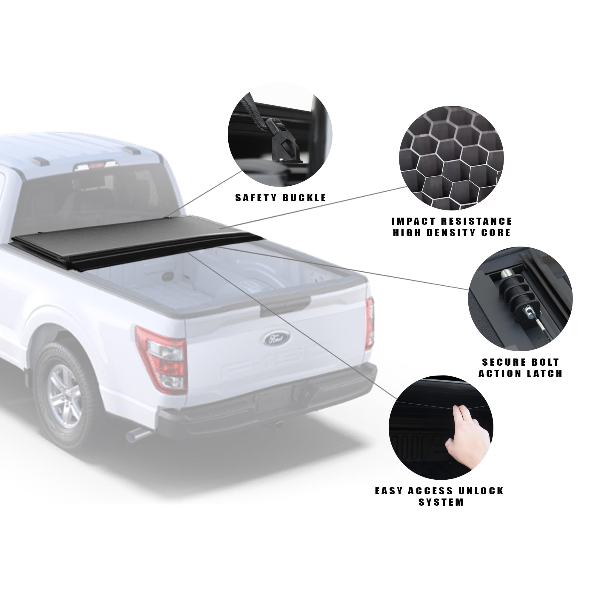 Low Profile Armordillo Hard Tri-Fold for 2004-2014 Ford F150 F-150 Bed Tonneau Cover 6.5 ft Bed (78") / 2006-2008 Lincoln Mark LT Bed Tonneau Cover 6.5 ft Bed (78") | CoveRex TFX | 7162310