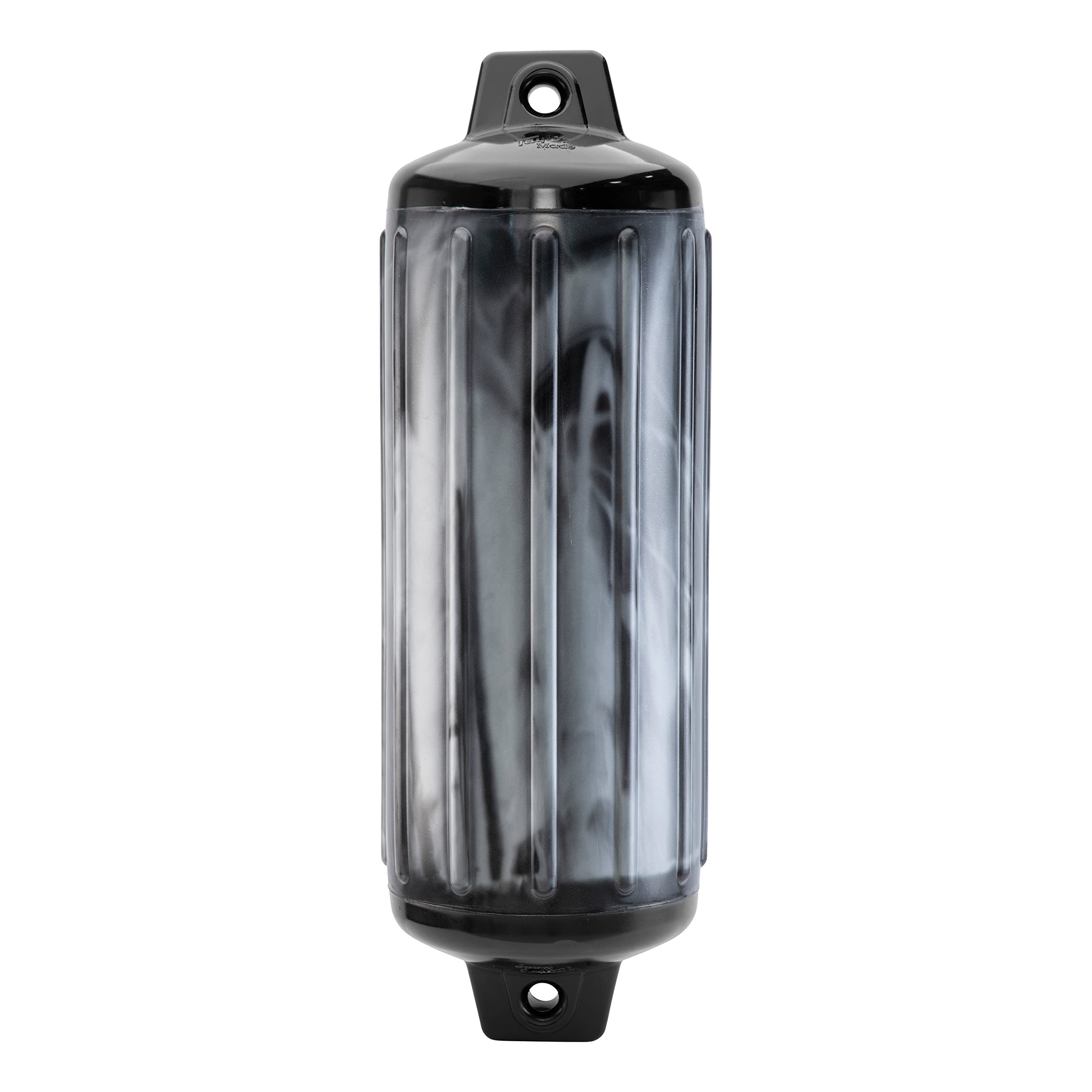Taylor Made Super Gard Inflatable Boat Fender Vinyl 8.5" x 26", Double-Molded Ends, Fits 5/8" Lines, for Boats 15-35', Ribbed Design, Rubber Football Needle Inflation, Black Swirl - 2020122340