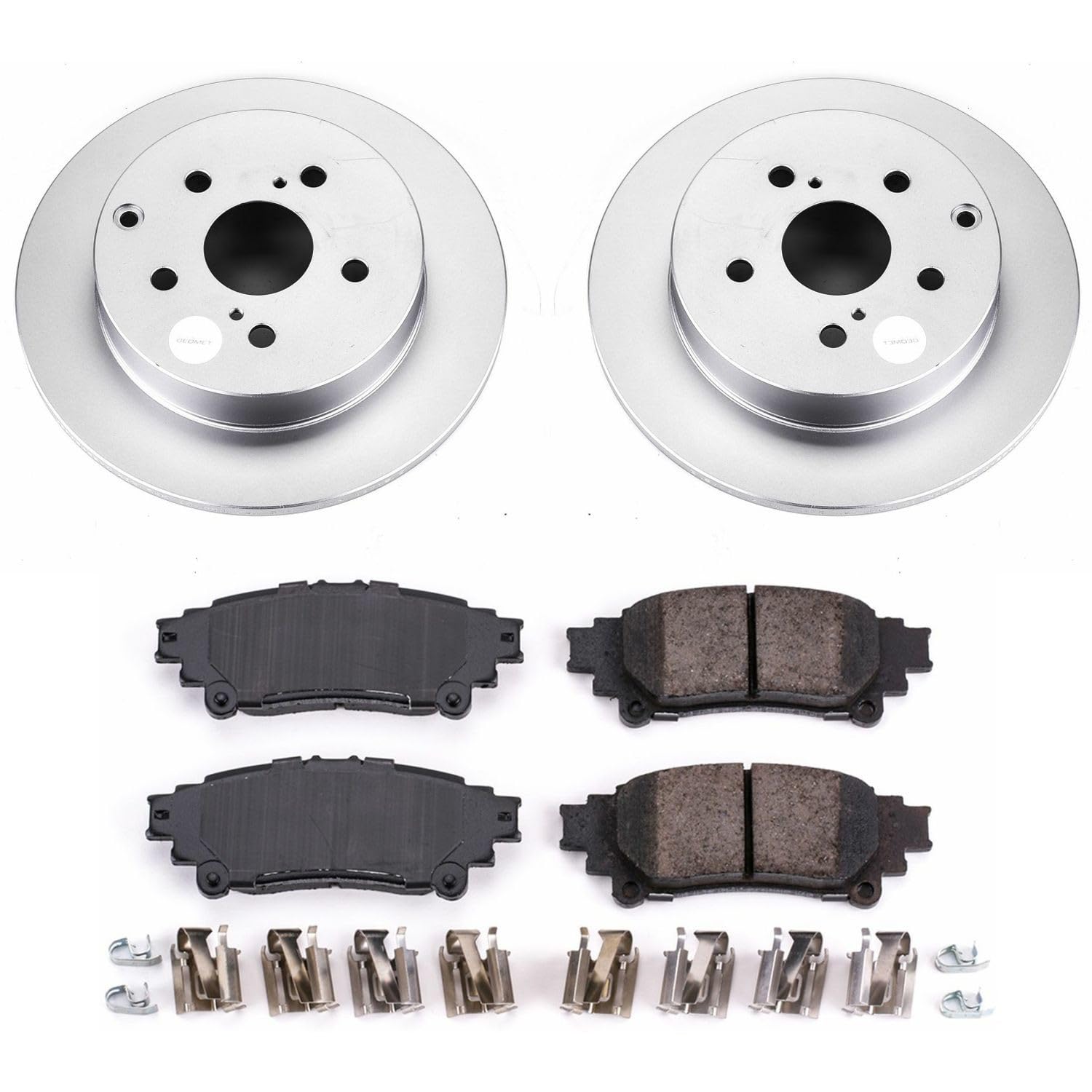 Power Stop Coated Brake Rotor CRK6099 & Ceramic Brake Pads- rear For Toyota Mirai 2016-2019, Toyota Prius V 2012-2017 [Model Specific]