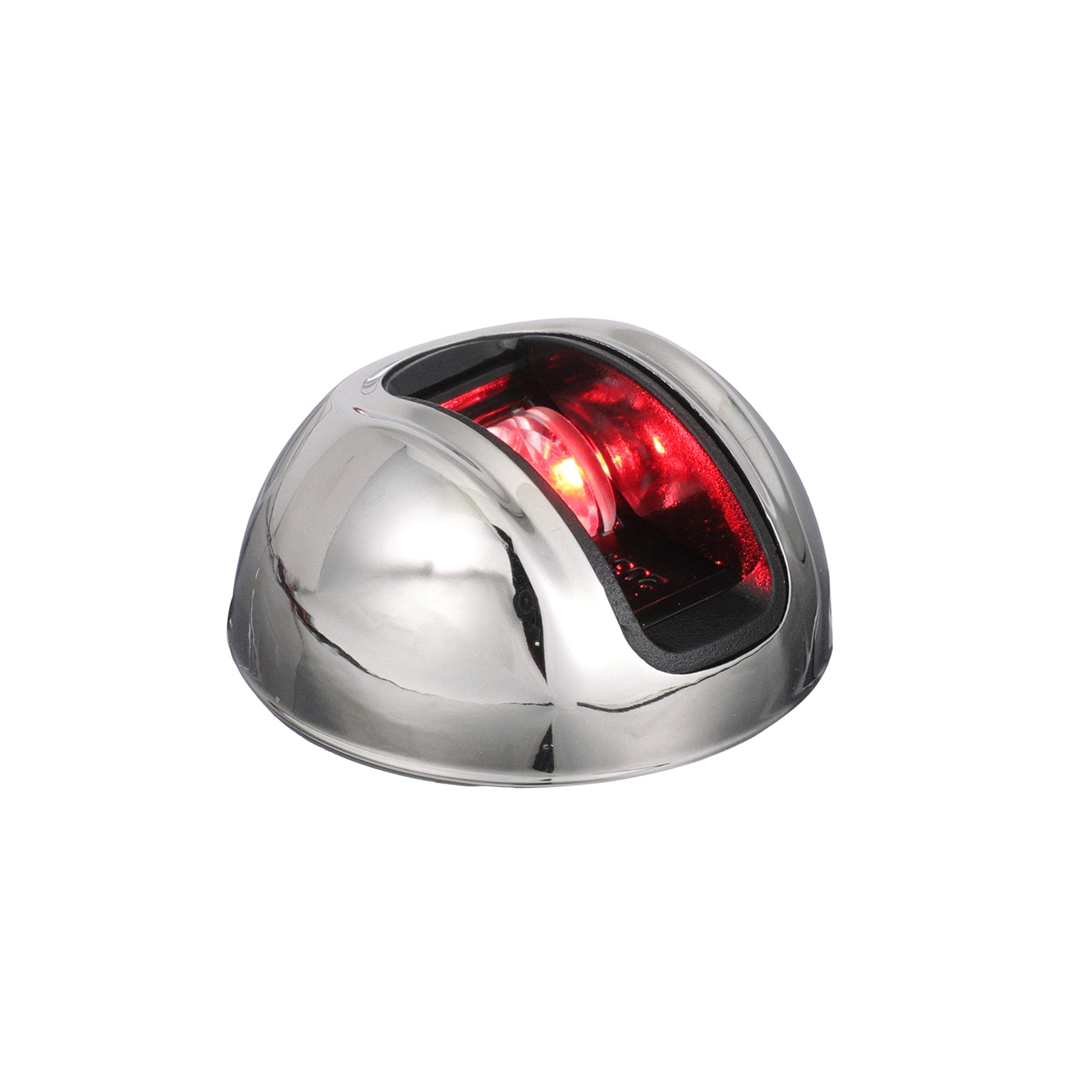 LightArmor attwood 2-Mile Vertical Surface Mount Navigation Light, Red LED Lighting, Round Stainless Housing