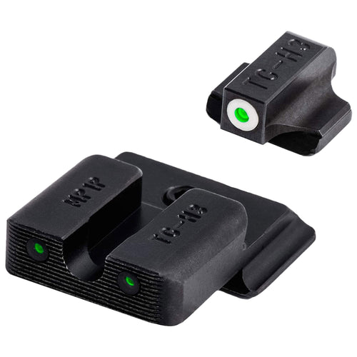 Tritium Pro TRUGLO Night Sights, Compatible with Smith & Wesson M&P 380 Shield EZ | Glow-in-The-Dark Front & Rear Gun Sight Set with White Focus Lock Front Ring