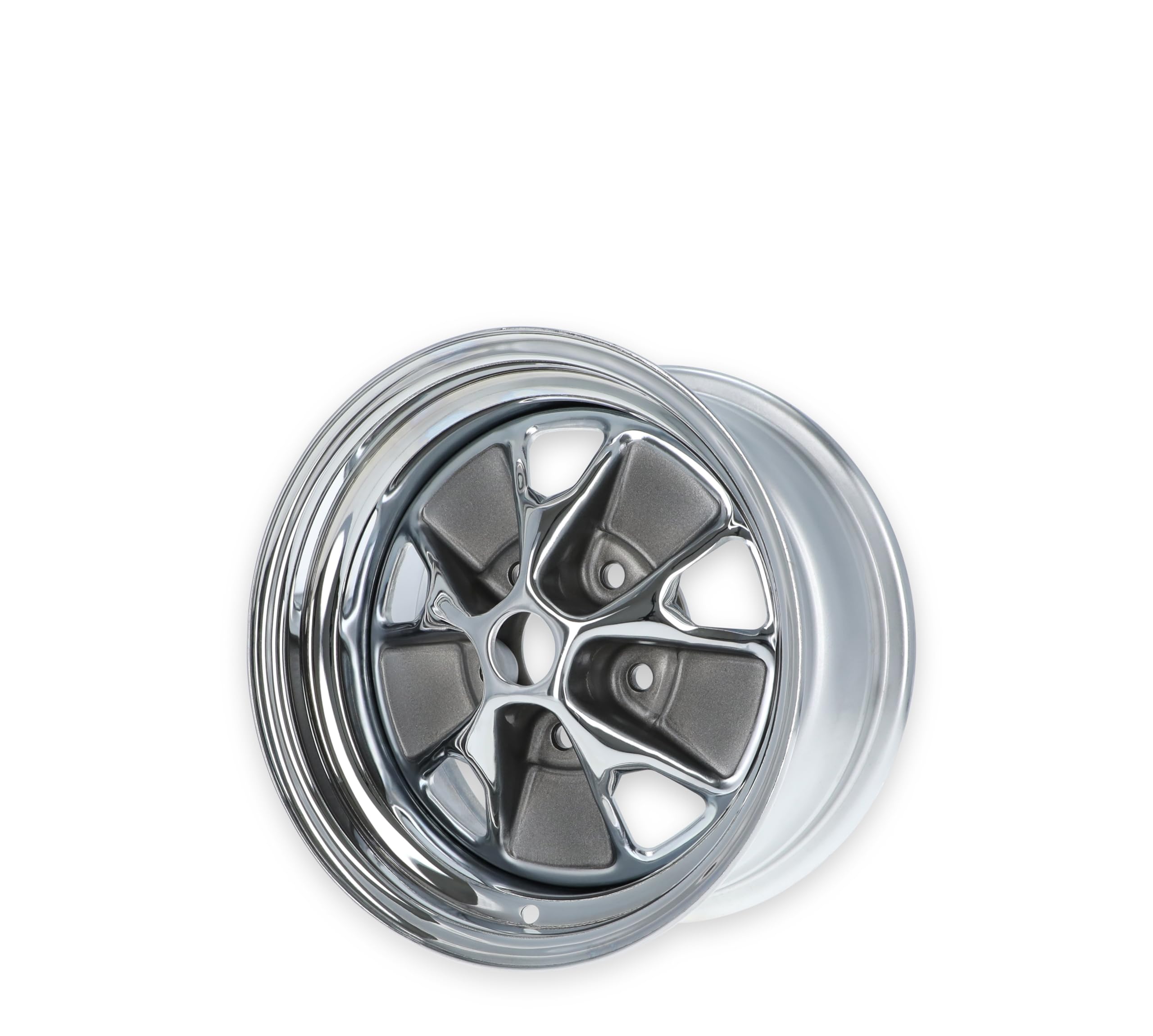 Styled Steel Series Scott Drake Wheels with Chrome Outer Hoop and Charcoal Insert 14X7 5-Bolt Pattern Wheels Compatible with 1965-1967 Ford Mustang, Model C5ZZ-1007-BR
