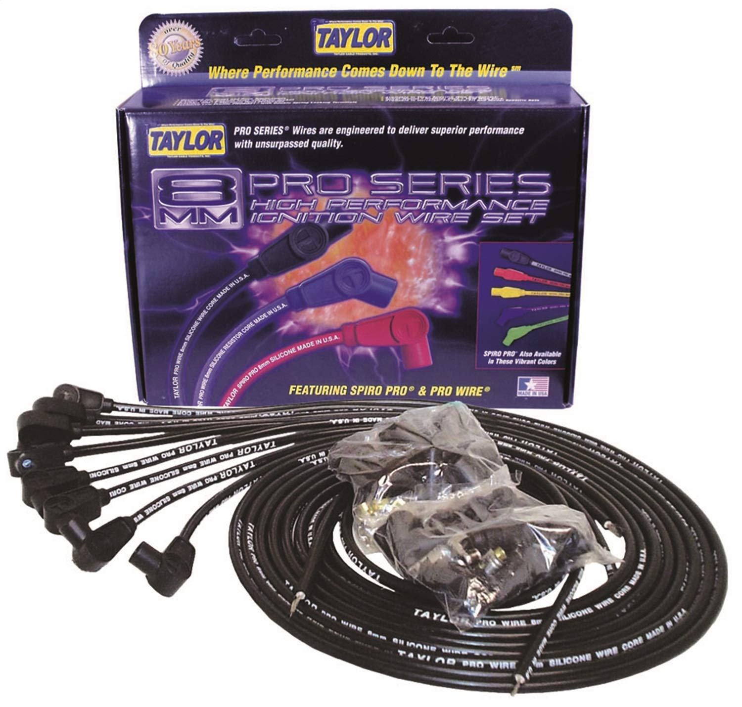 8mm Taylor Cable Pro Wire/Vertex TCW univ 8 cyl 180 black 70064