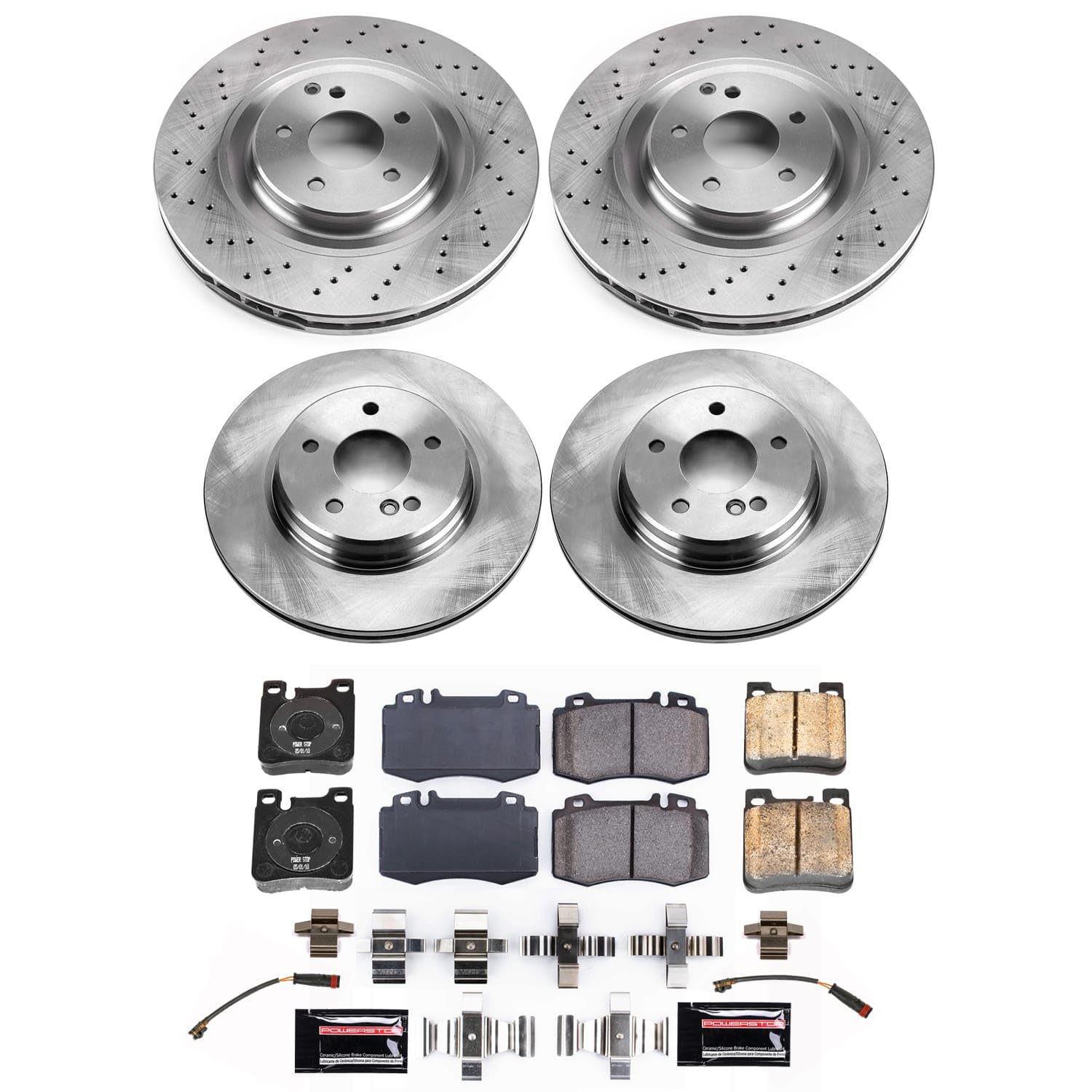 Power Stop Front and Rear KOE9094 Brake Pads and Rotors Stock Replacement Brake Kit Autospecialty For Mercedes - Benz SLK55 AMG 2007-2010 [Application Specific]