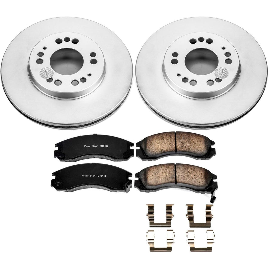 Power Stop CRK798 Brake Rotor Coated and Ceramic Brake Pads- Front For Stealth, Eagle Talon, Mitsubishi 3000GT, Mitsubishi Diamante, Mitsubishi Eclipse, Mitsubishi Galant, Laser [Model Specific]