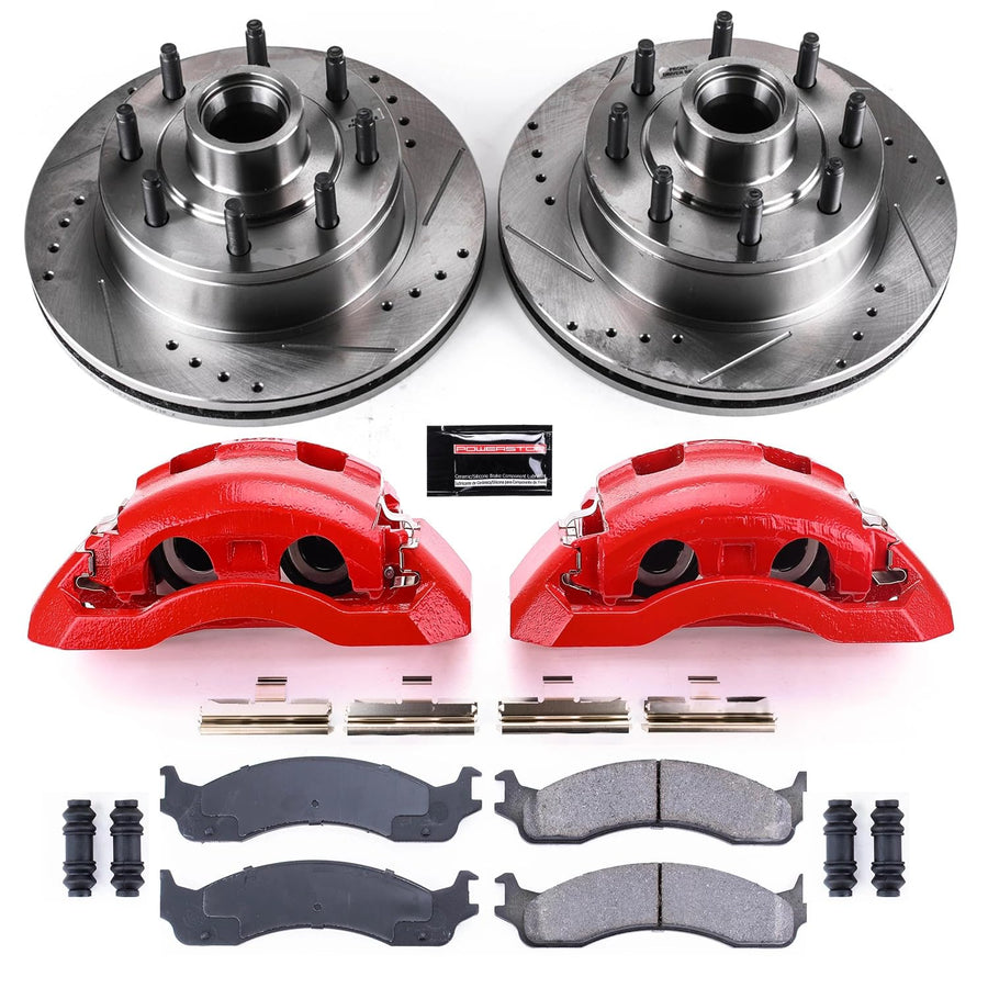 Power Stop Z23 Evolution KC5088A Front Brake Caliper Kit-Brake Rotors, Carbon-Fiber Ceramic Brake Pads, Calipers For Ford E-350 Econoline Club Wagon, Ford E-350 Super Duty [Model Specific]