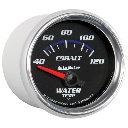 Auto Meter Cobalt 6137-M 2-1/16" 40-120 Degree C Short Sweep Electric Water Temperature Gauge