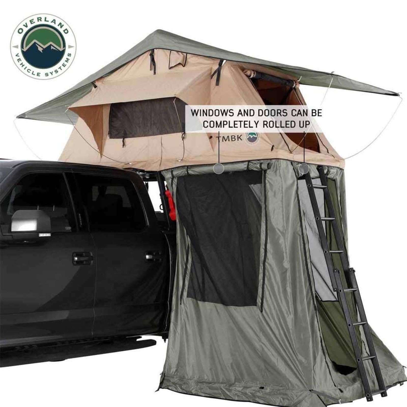 Overland Vehicle Systems Roof Top Tent Annex Green Base with Black Floor & Travel Cover TMBK