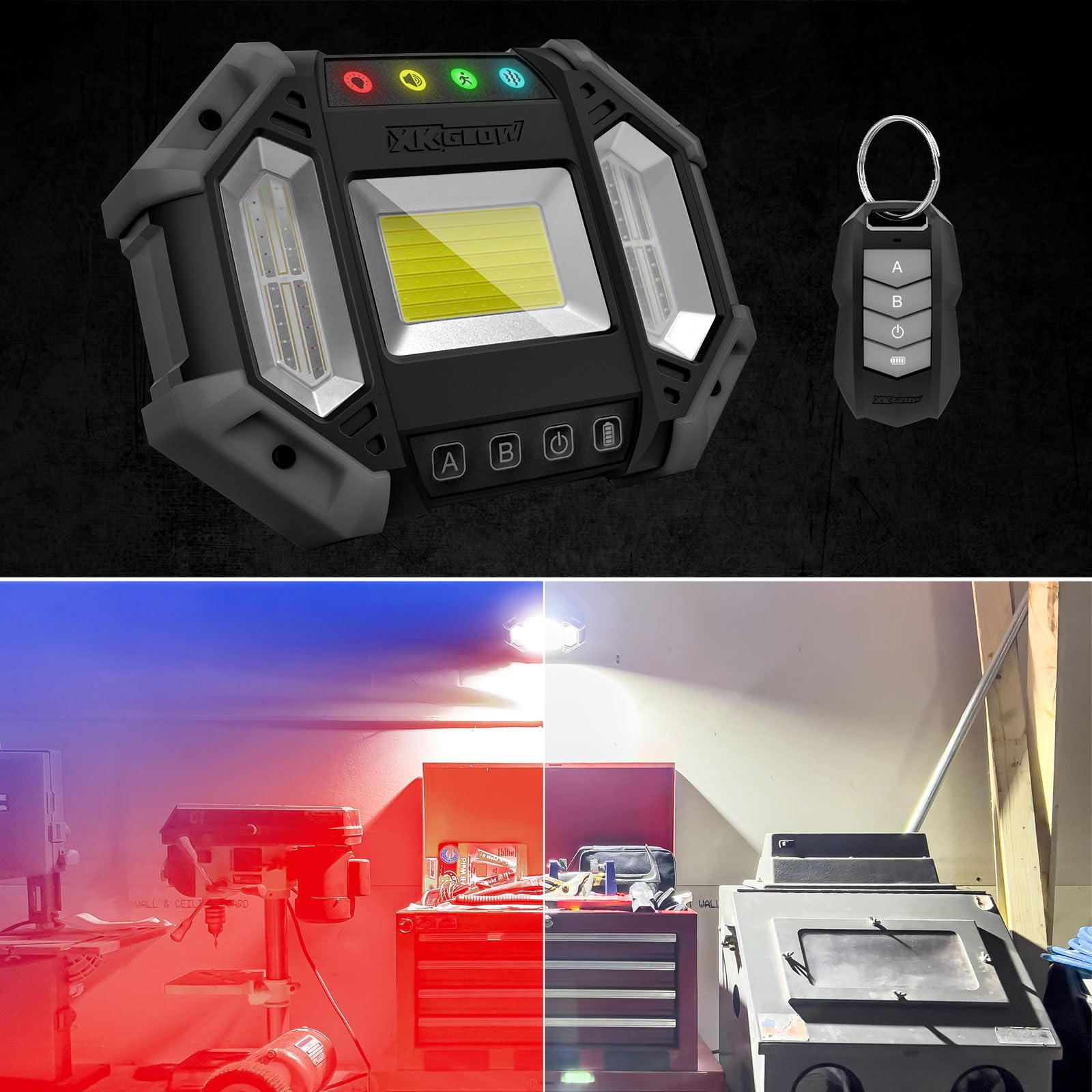 XKGLOW 7 Mode XKdefender Work & Security Light w/Remote for Home Office Commercial Camping Light