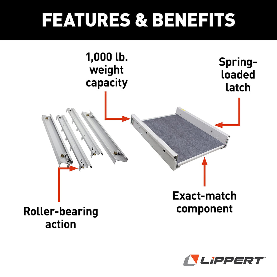 Super Slide I 1000 lbs Capacity RV Cargo Tray and Trim Kit - 70" Rails