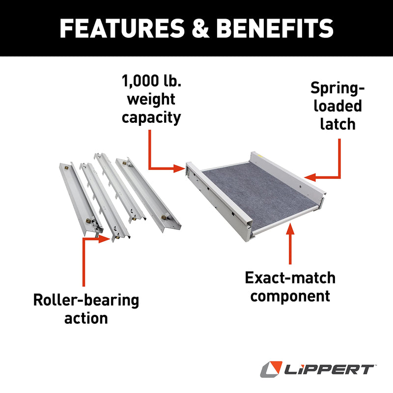 Super Slide I 1000 lbs Capacity RV Cargo Tray and Trim Kit - 70" Rails
