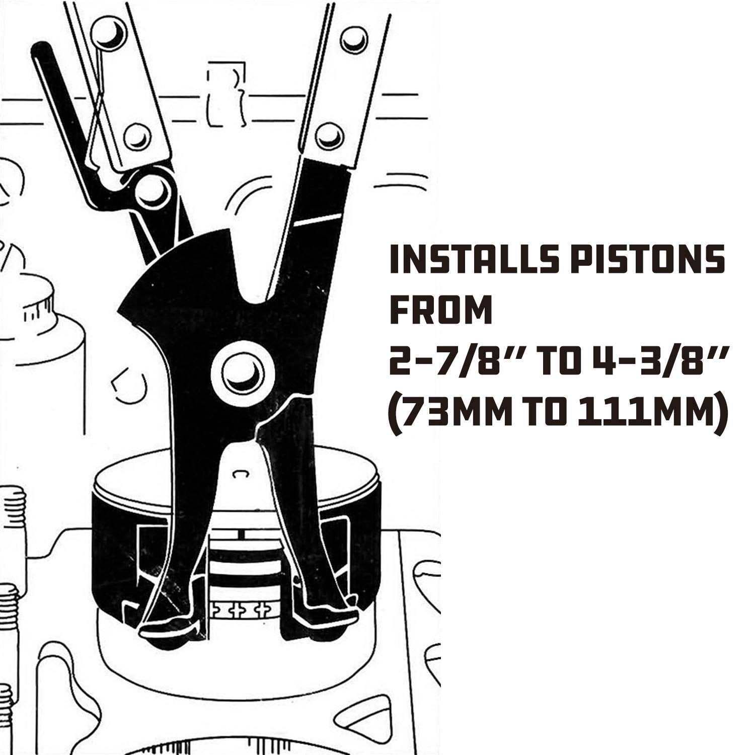 Piston Ring Compressor Tool Set Powerbuilt for Car Engine, Vehicle Maintenance Clamps, Ratchet Pliers, Storage Case - 940387