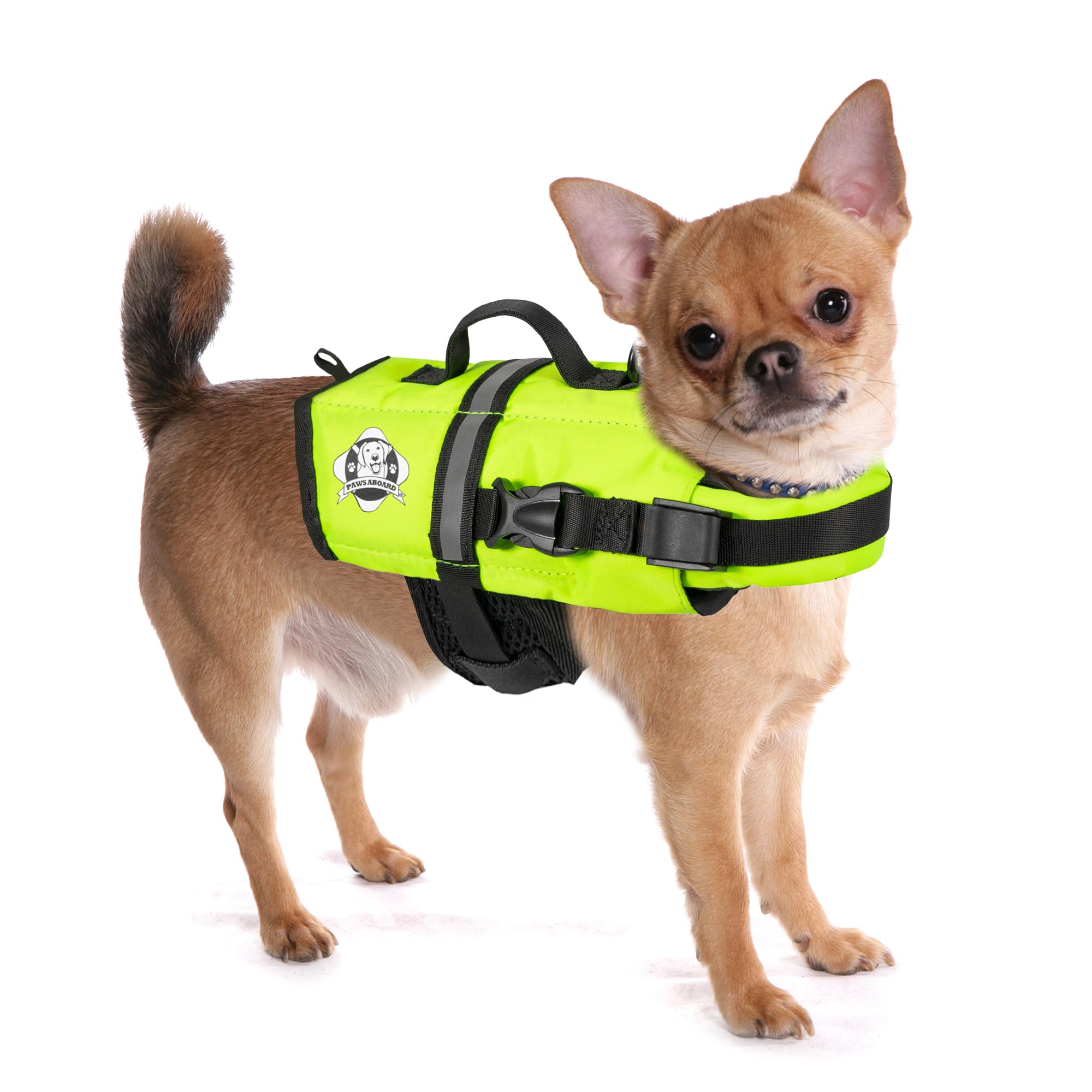 Doggy Life Jacket Paws Aboard XXS-Safety Neon Yellow