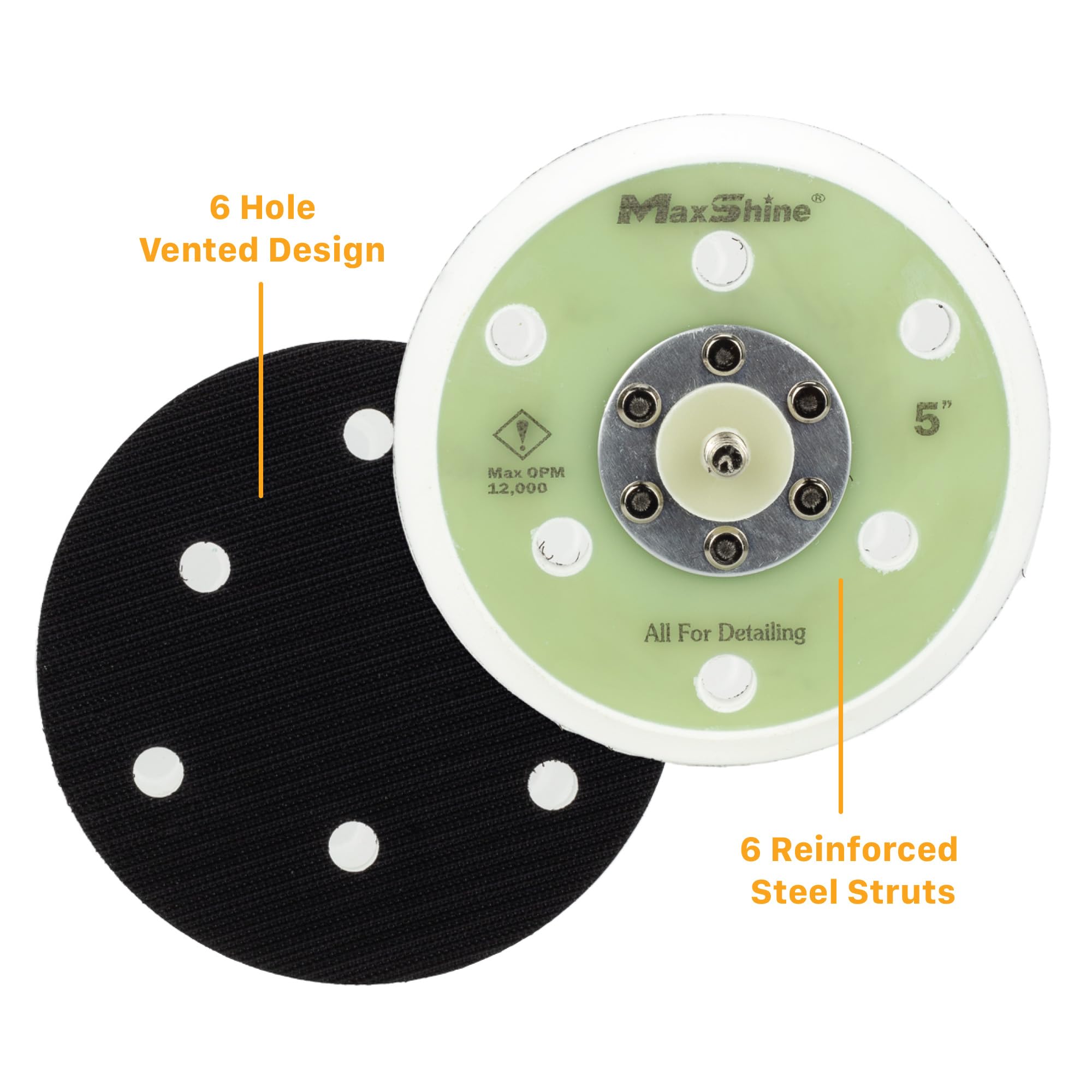 5" Maxshine Universal Hook & Loop Dual Action Backing Plate – Fits DA Polishers with 5/16" Thread – Supports Up to 10,000 OPM – Compatible with M8S V2 & High-Speed DA Polishers