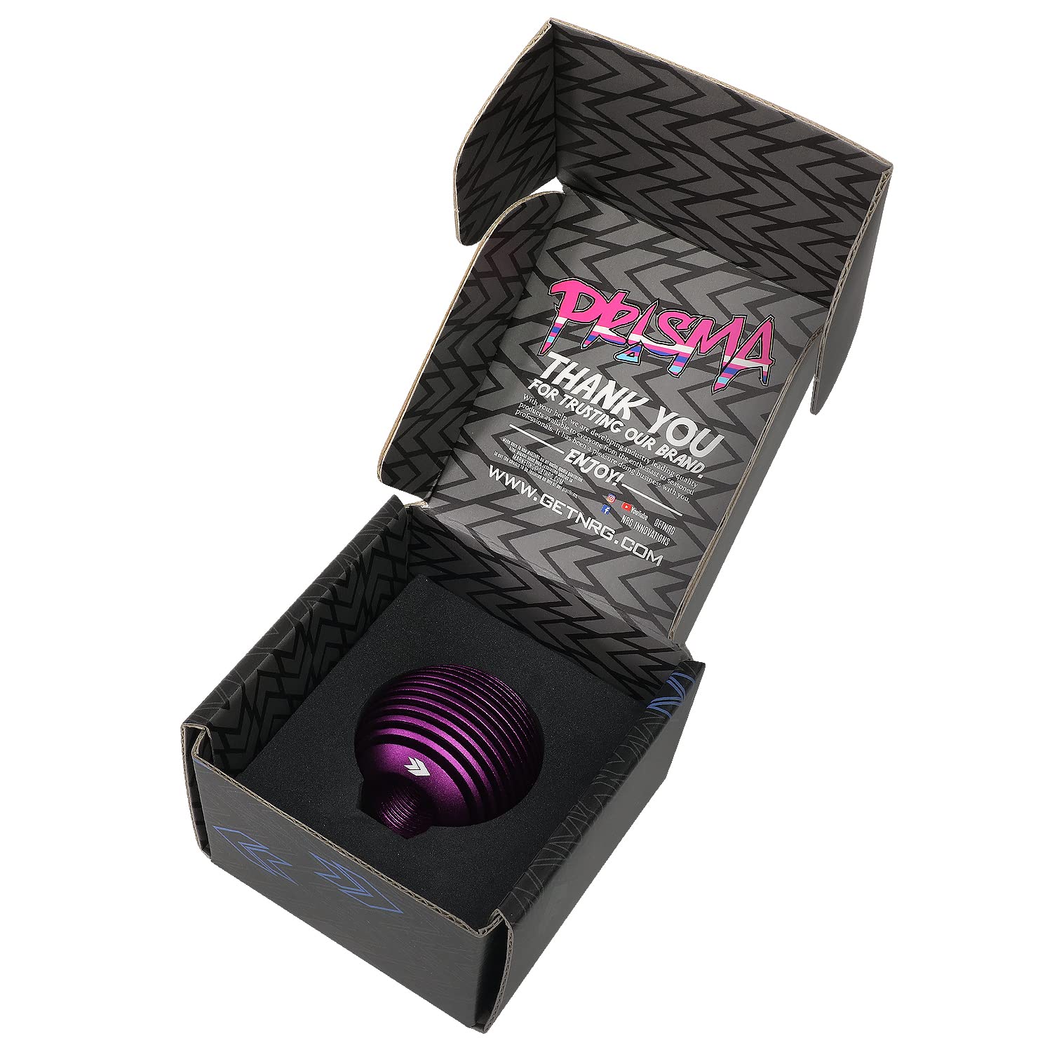Universal NRG Innovations SK-703PP Aluminum Shift Knob with Thread Adapters, Heat Sink Style Round Ball Shape, Purple