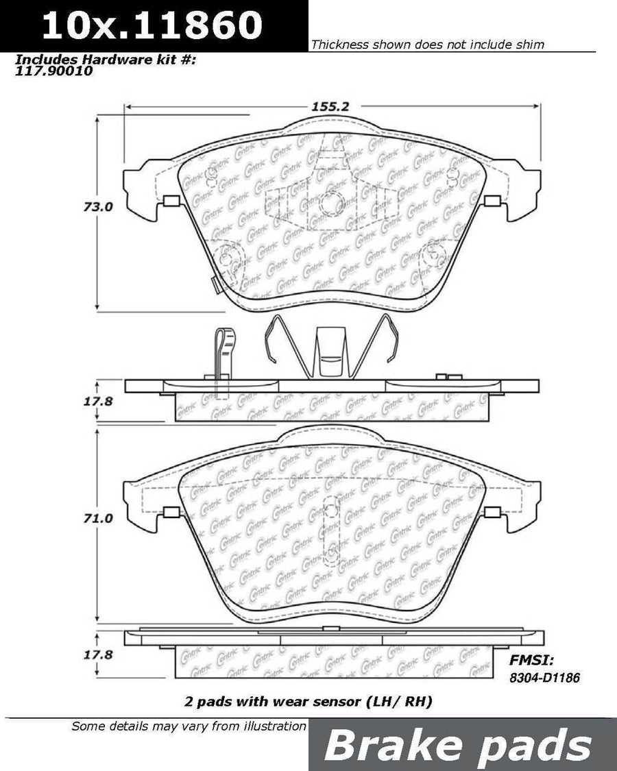 104.11860 Centric Disc Brake Pad