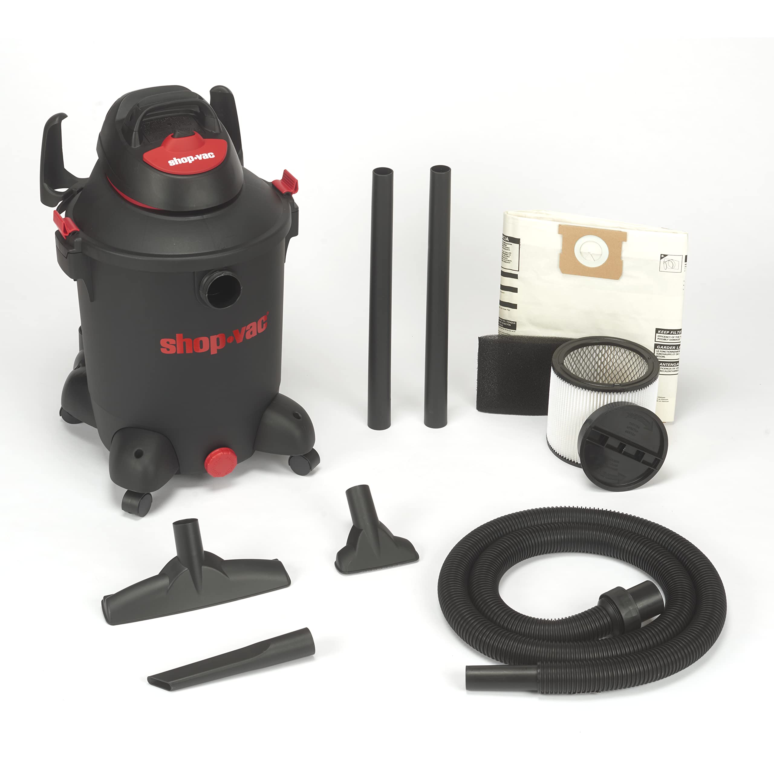 10 Gallon Shop-Vac Wet/Dry Utility Vacuum, 5.5 Peak HP, SVX2 Motor Technology, 8 Ft x 1.5 Inch Hose, 12 ft Cord