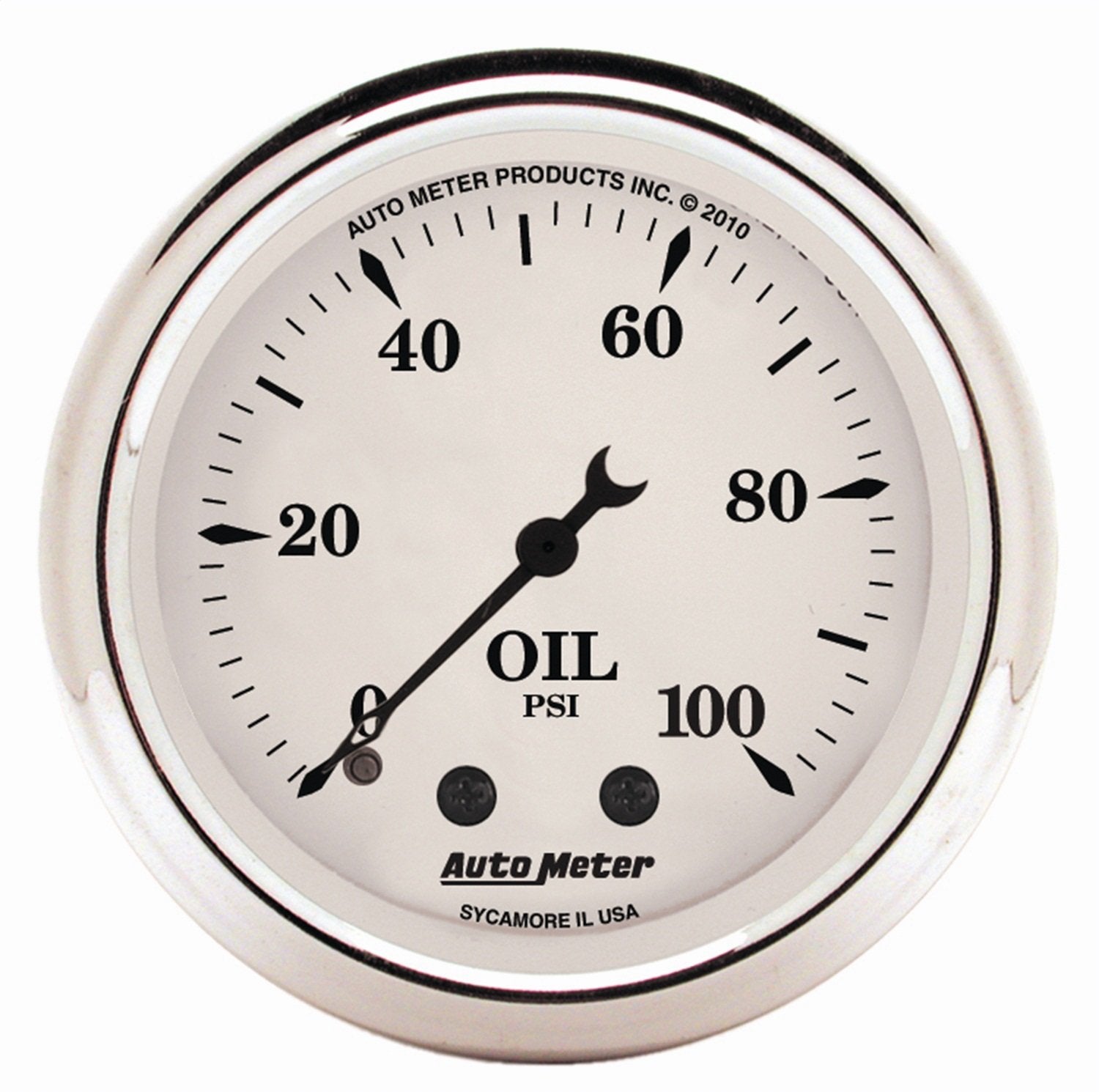 Auto Meter Old Tyme 1621 White Mechanical Oil Pressure Gauge