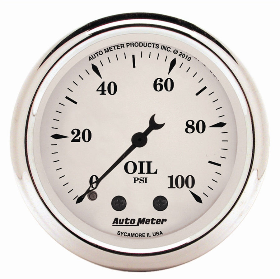 Auto Meter Old Tyme 1621 White Mechanical Oil Pressure Gauge