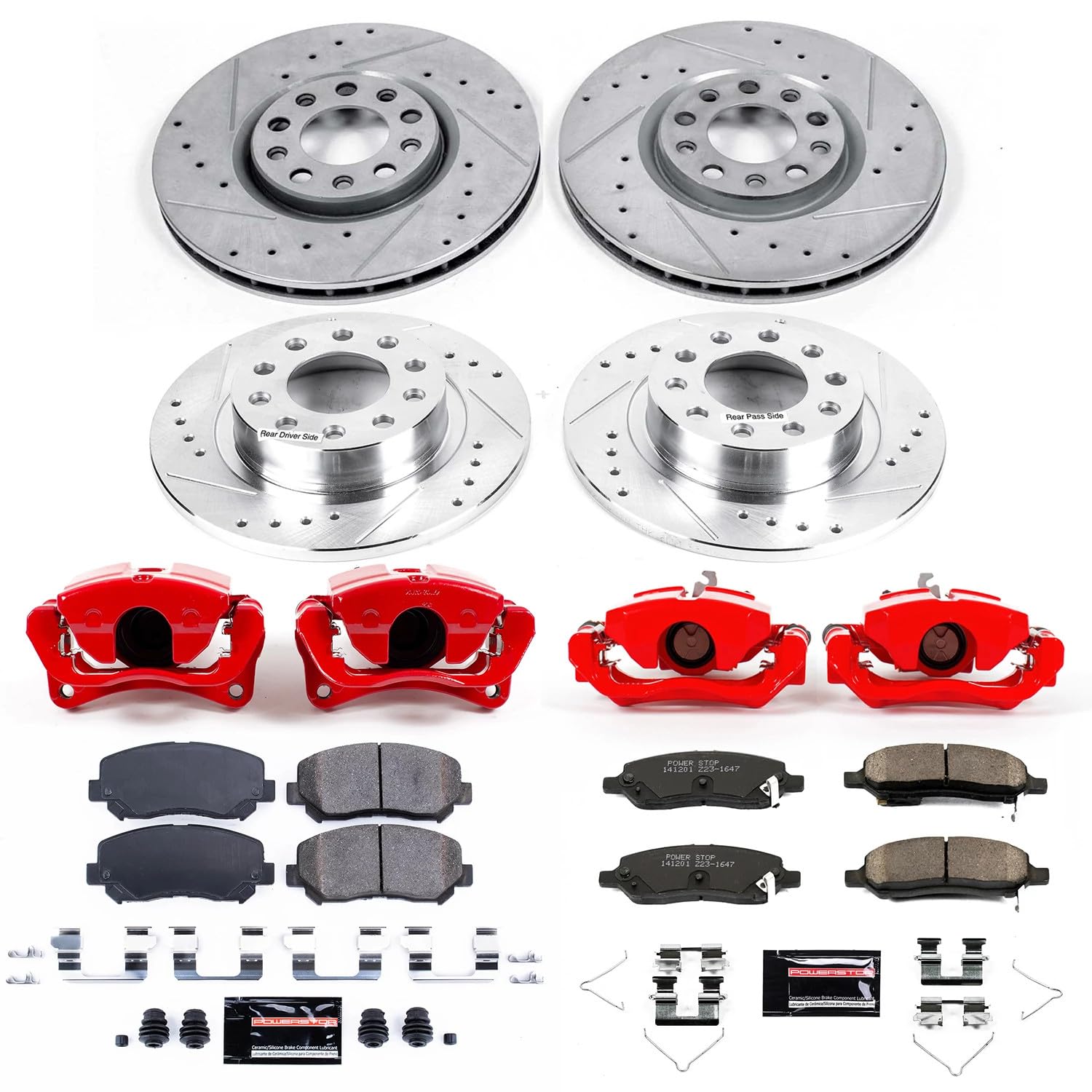 Power Stop Z23 Evolution Sport Performance Brake Kit with Caliper For Dodge Dart 2013-2016 [Model Specific]