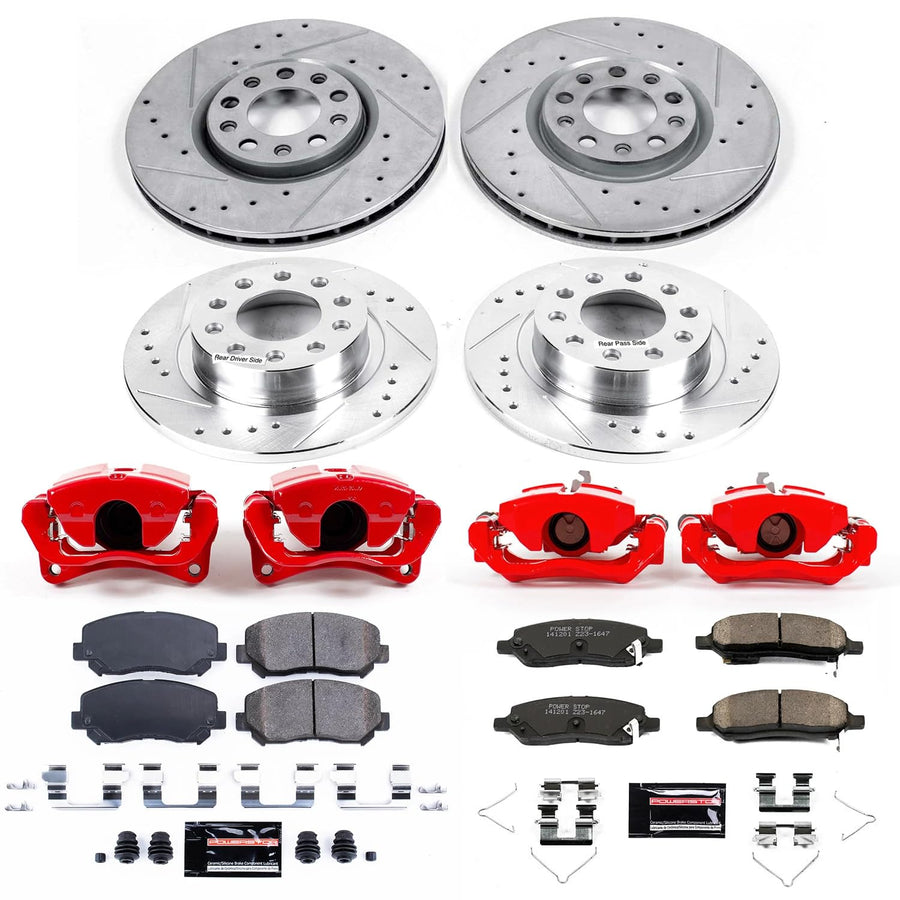 Power Stop Z23 Evolution Sport Performance Brake Kit with Caliper For Dodge Dart 2013-2016 [Model Specific]