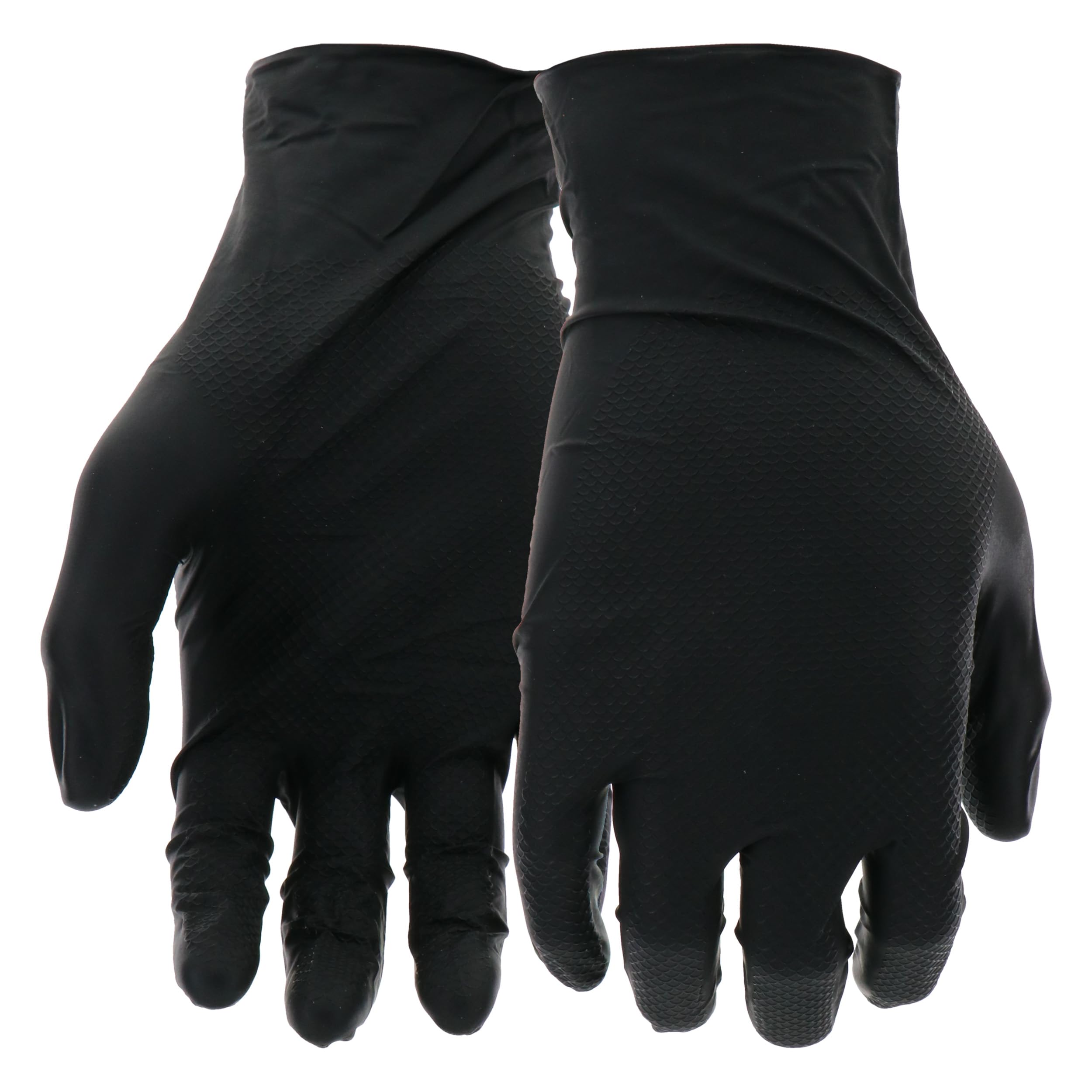 Grippaz PIP Skins 6 Mil Nitrile 9.5" Disposable Gloves 50-Pack, Fish Scale Grip, Chemical & Oil Resistant, Black, Small (67-246/S)