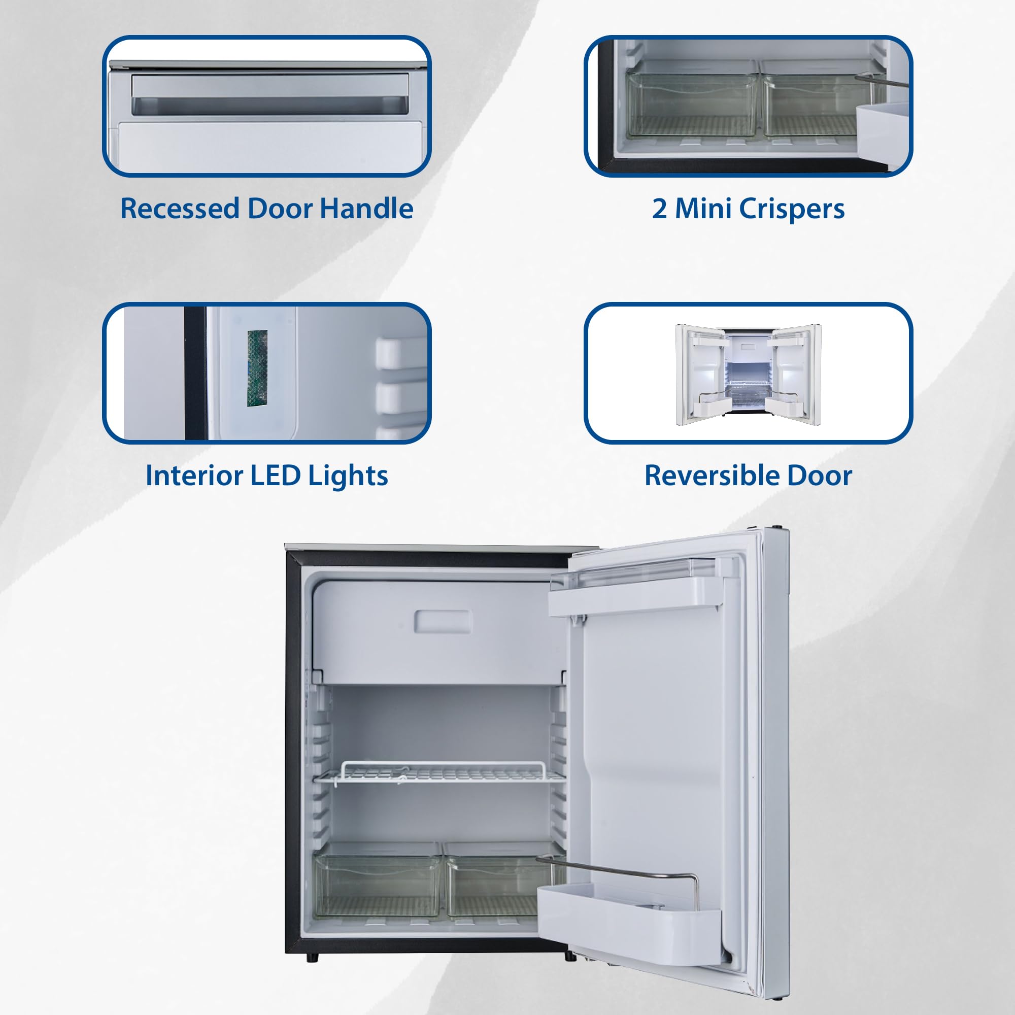 12V/DC Equator Mini-Fridge Freezer 2.8cf Silver for RV BOAT OFF-GRID