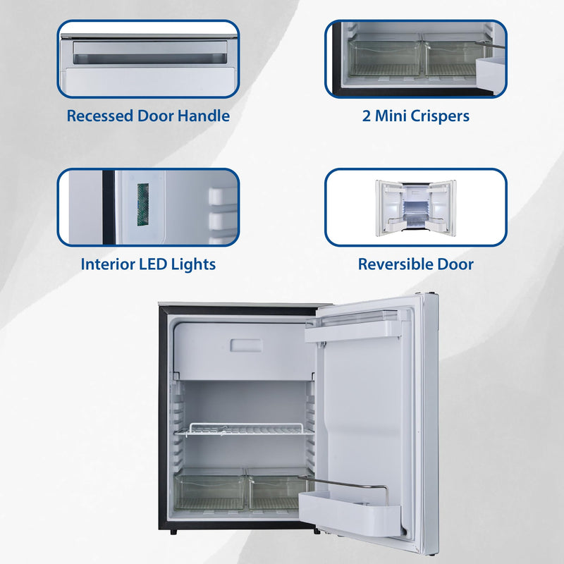 12V/DC Equator Mini-Fridge Freezer 2.8cf Silver for RV BOAT OFF-GRID