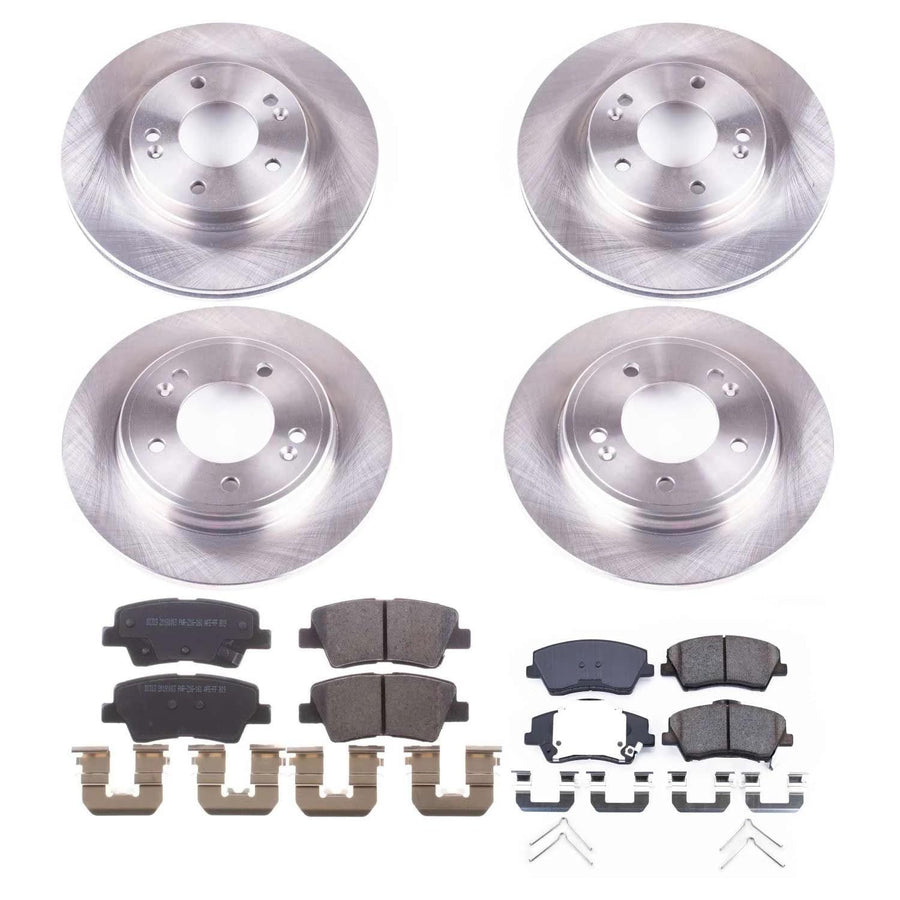 Power Stop Autospecialty KOE7929 Front and Rear Replacement Brake Kit-OE Brake Rotors & Ceramic Brake Pads For Hyundai Ioniq 2017-2022, Kia Niro 2017-2022 [Model Specific]