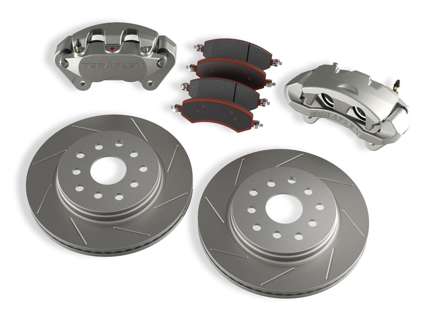 JK TeraFlex 4303420 Front Big Brake Kit (with Big Calipers, SLOTTED 13.3" Rotors)