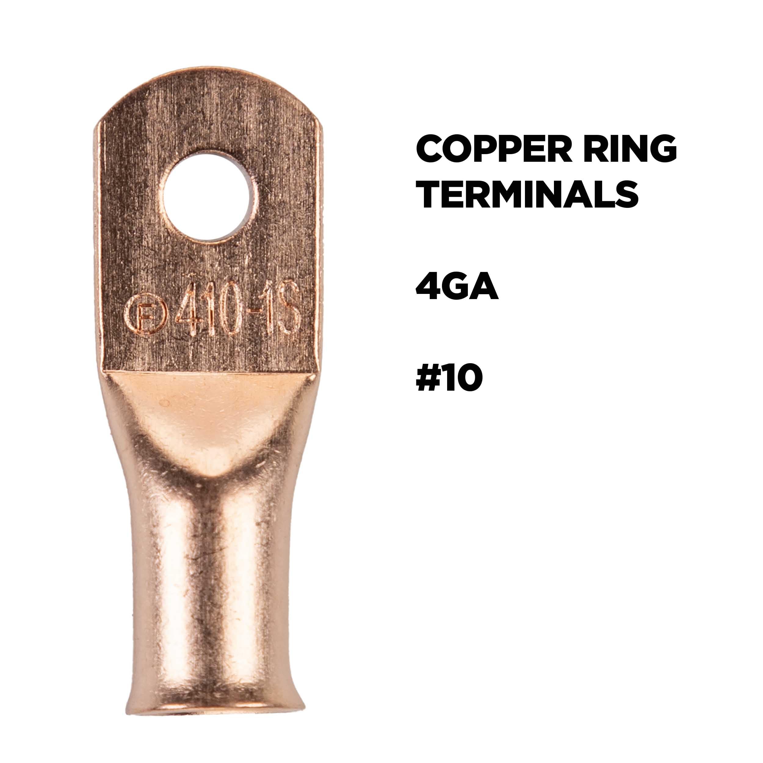 Copper Ring Terminal Install Bay 4 Gauge #10 25 Pack - CUR410