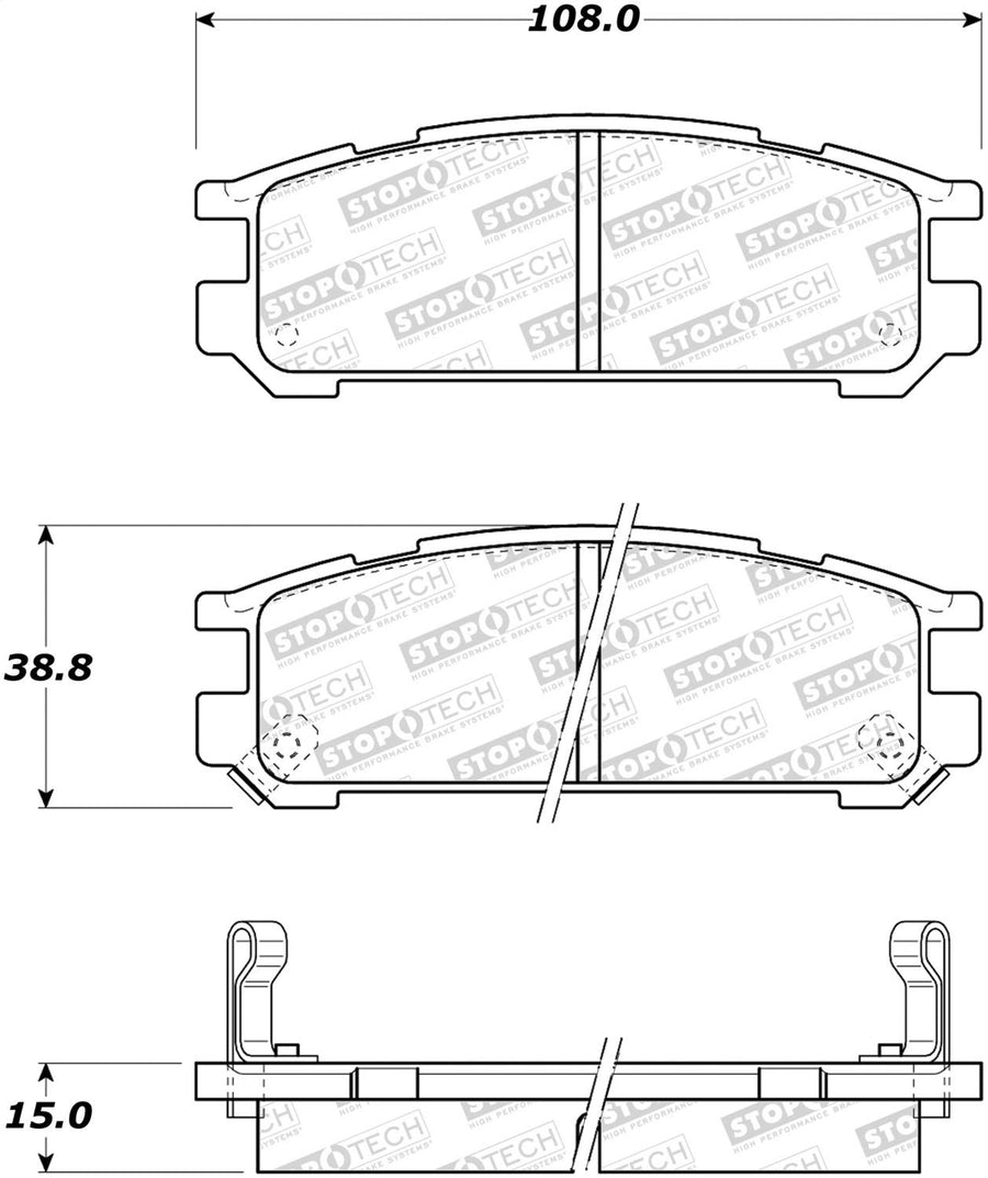 Rear StopTech 308.04711 Brake Pads with Shims and Hardware Street