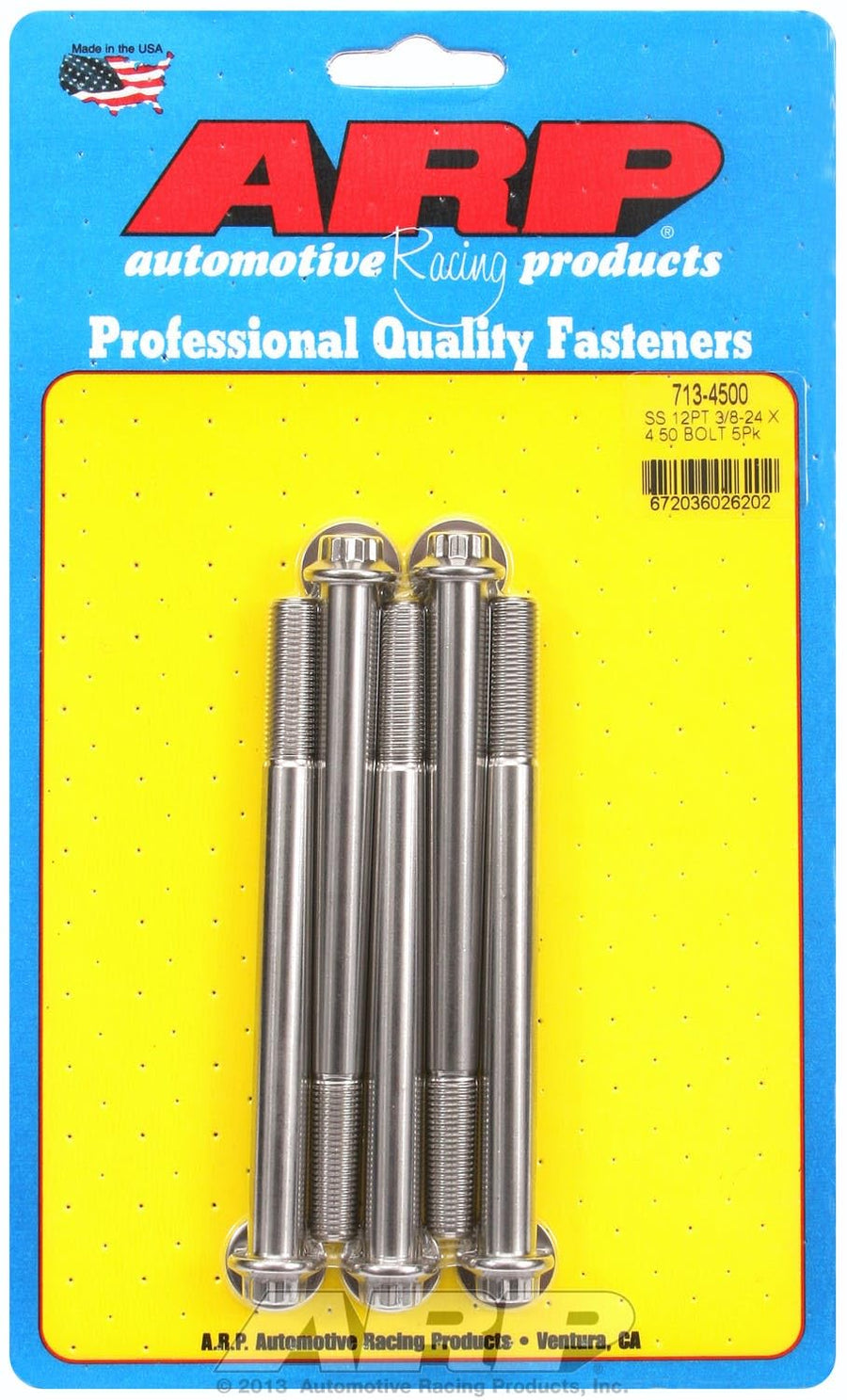 ARP 4.500 3/8in -24 SS Bolts (5/pkg) 12pt