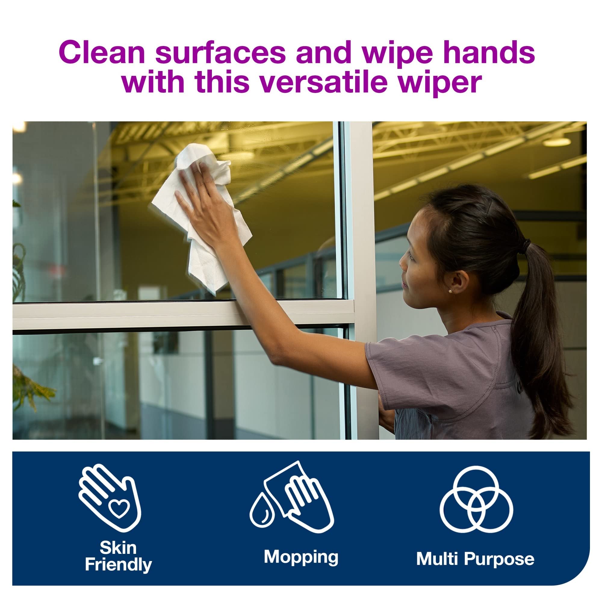 White Tork Paper Wiper Plus Self Dispensing, 1/4 Fold, 430150A