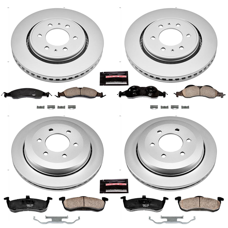 Power Stop CRK4109 Brake Rotor Coated & Ceramic Brake Pads- front & rear For Ford Expedition 2007-2009, Lincoln Navigator 2007-2009 [Model Specific]