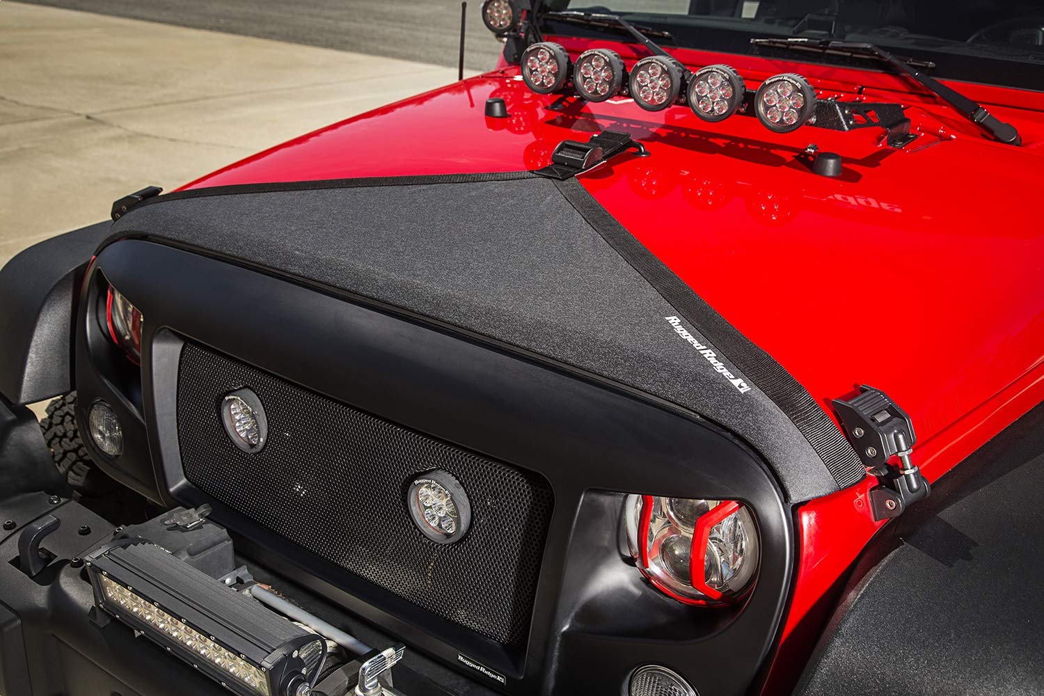 Hood Bra, Black | Rugged Ridge | 12112.01 | Fits 2007-2018 Jeep Wrangler JK/JKU