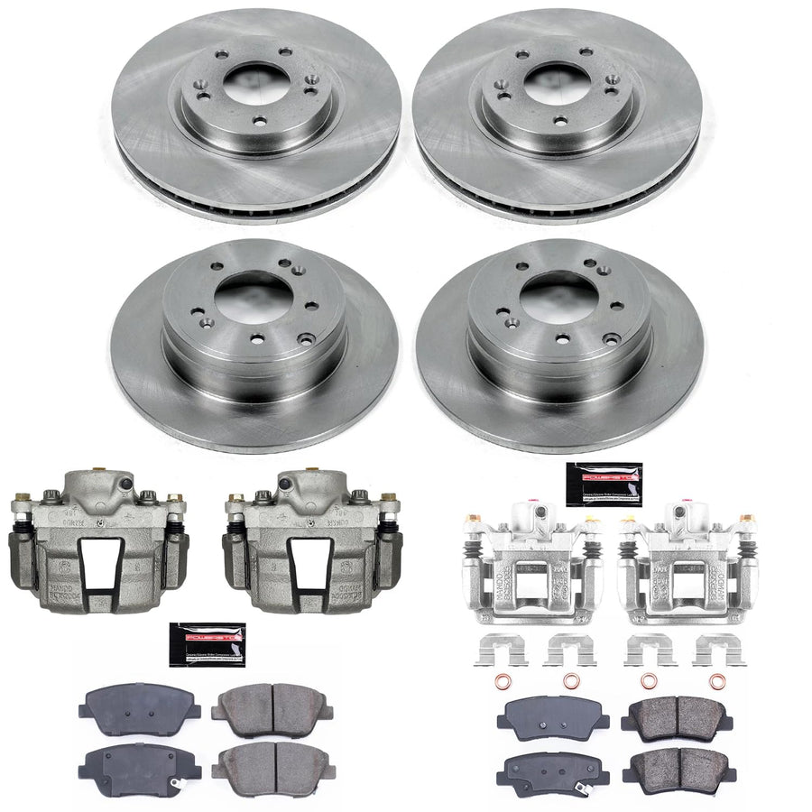 Power Stop KCOE5376 Front & Rear Autospecialty Caliper Brake Kit- Brake Rotors, Ceramic Brake Pads and Brake Calipers For Hyundai Sonata 2011-2014 [Model Specific]
