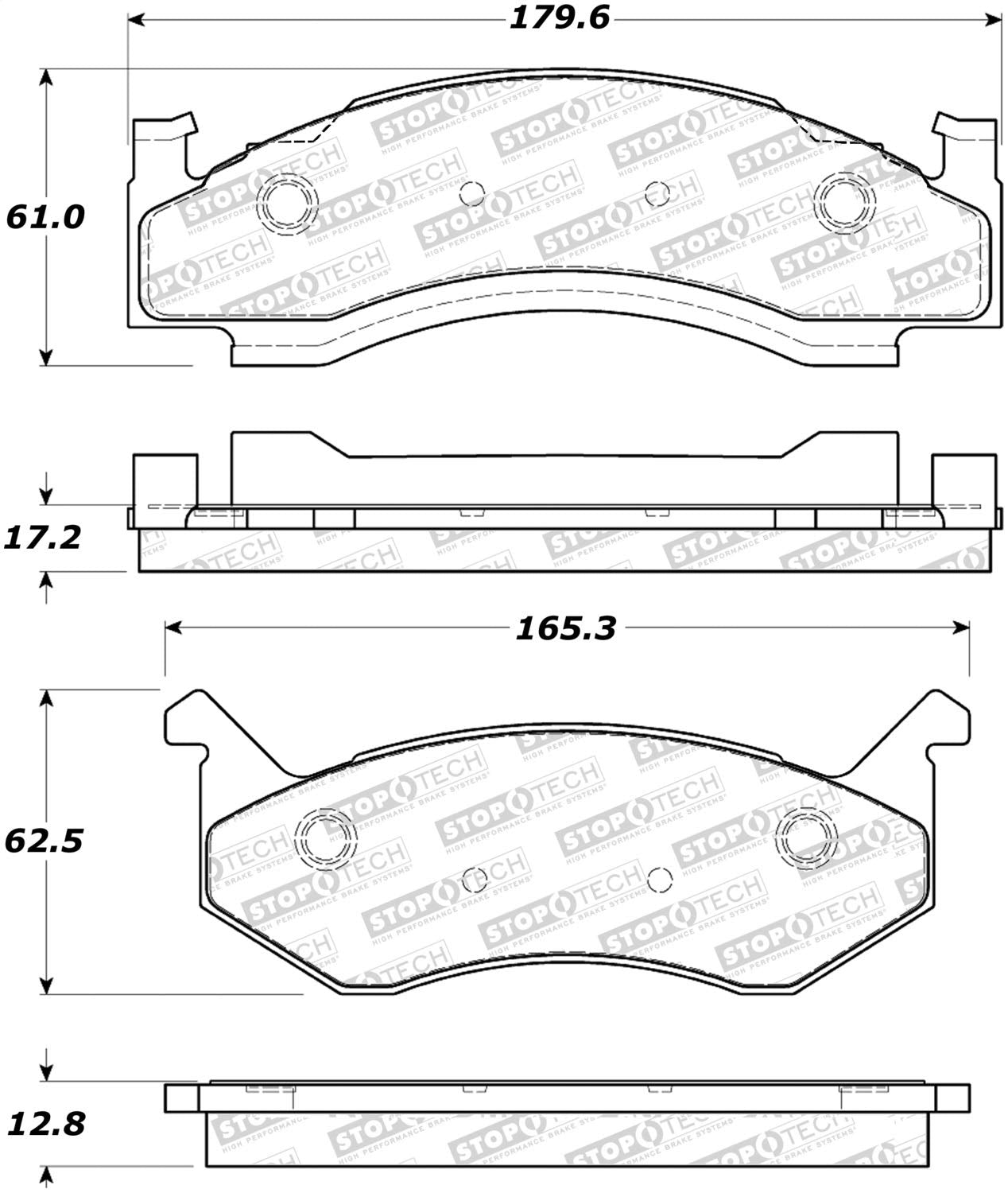 Front StopTech 308.01230 Brake Pads with Shims and Hardware Street