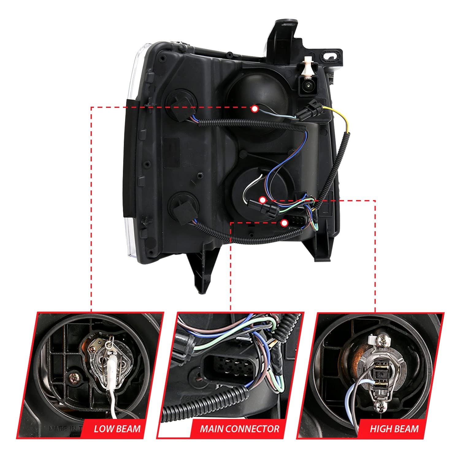 CHEVY SILVERADO 1500 ANZO USA 07-13 / 2500HD/3500HD 07-14 PROJECTOR PLANK HEADLIGHTS CHROME